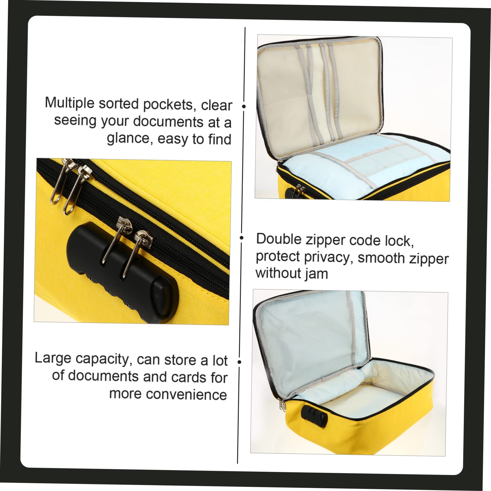 1pezzi Capacità Borsa Porta Documenti Multifunzionale Con Serratura Pouch Per Viaggi e Ufficio Organizzatore Per Carte e Accessori