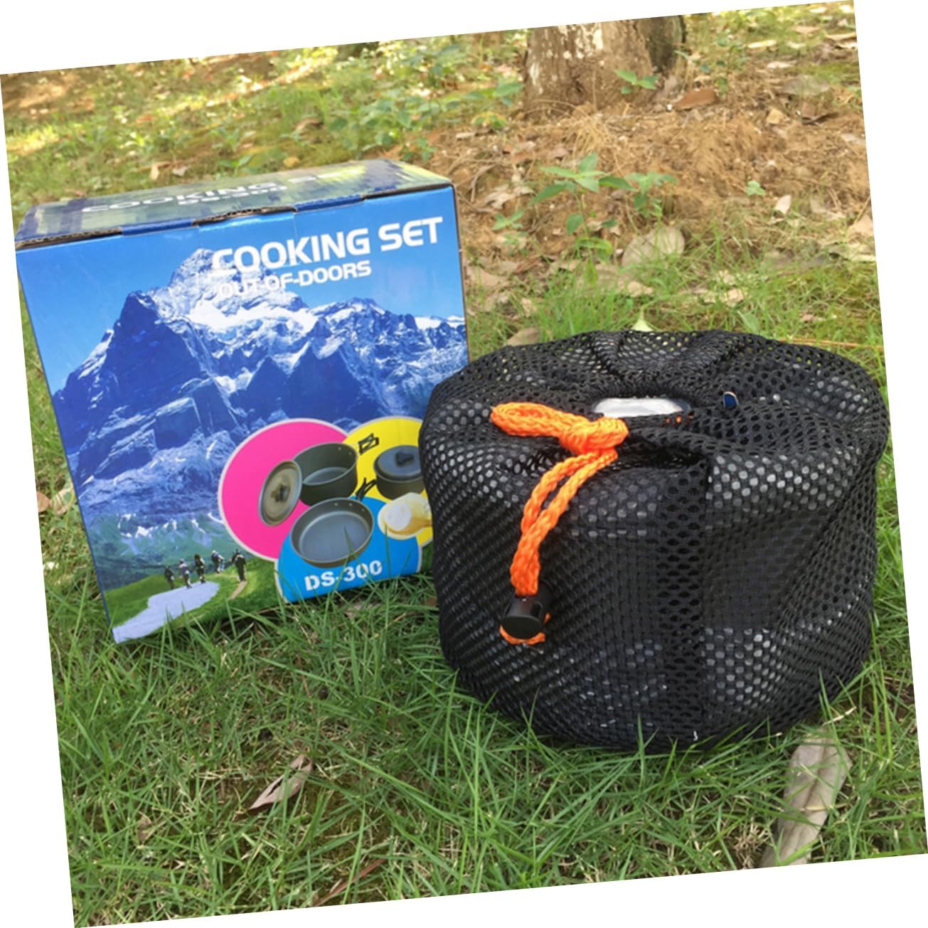 GALPADA Portable Camping Cookware Kit Folding Pot Pan Bowls Spoons Brush Mesh Bag for People Outdoor Activities