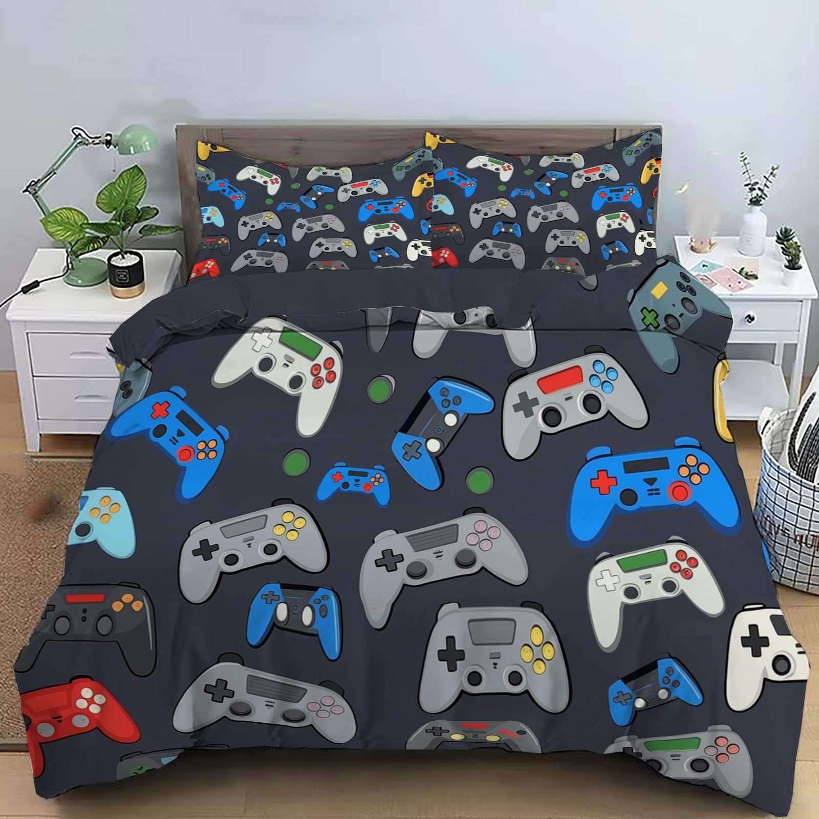 Housse de couette 260x240 anti-plis et facile à laver pour lit d'enfant et ado