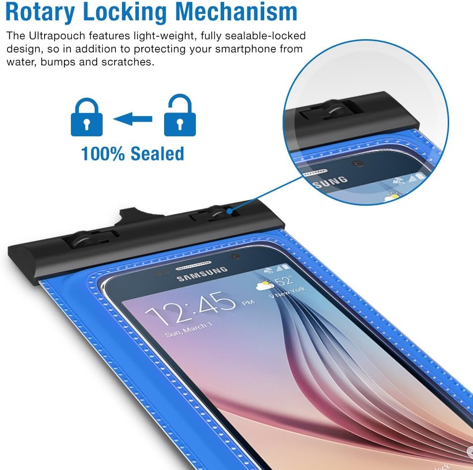 TETHYS Waterproof Case, Universal Waterproof Bag [Ultrapouch] for iPhone 6S, iPhone 6, iPhone 5S 5C 5 4S, Galaxy S6, S6 Edge S5 [Royal Blue] Protective Pouch Cover Fit Up to 5.3 inch Diagonal