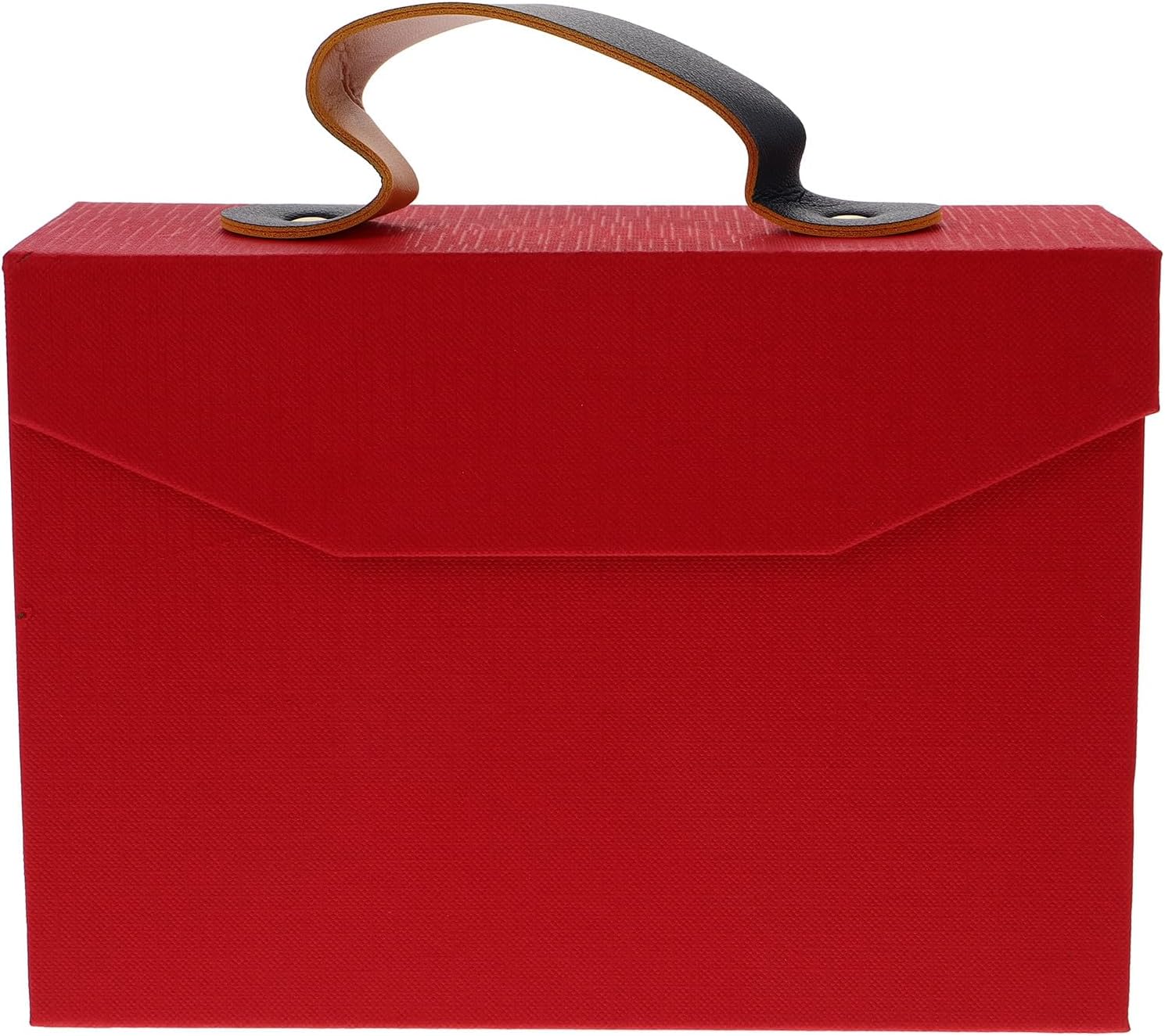 Healvian Creative Red Flip-top Storage Box with Handle 18x13x6.5cm, Portable Decorative Wrapping Box for Holiday Presents and Cosmetics Container