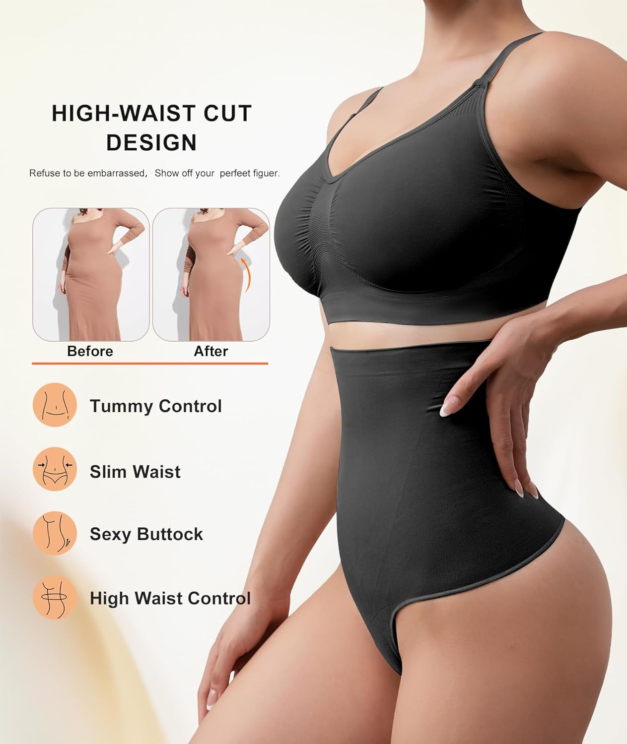 Tummy Control Thong Shapewear for Women Seamless Body Shaper Panties High Waisted Shaping Underwear - Image 3