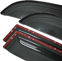 Vista 2 de TuningPros WV-645 - Deflector de visera para ventana, protector de lluvia, color humo oscuro, juego de 4 piezas