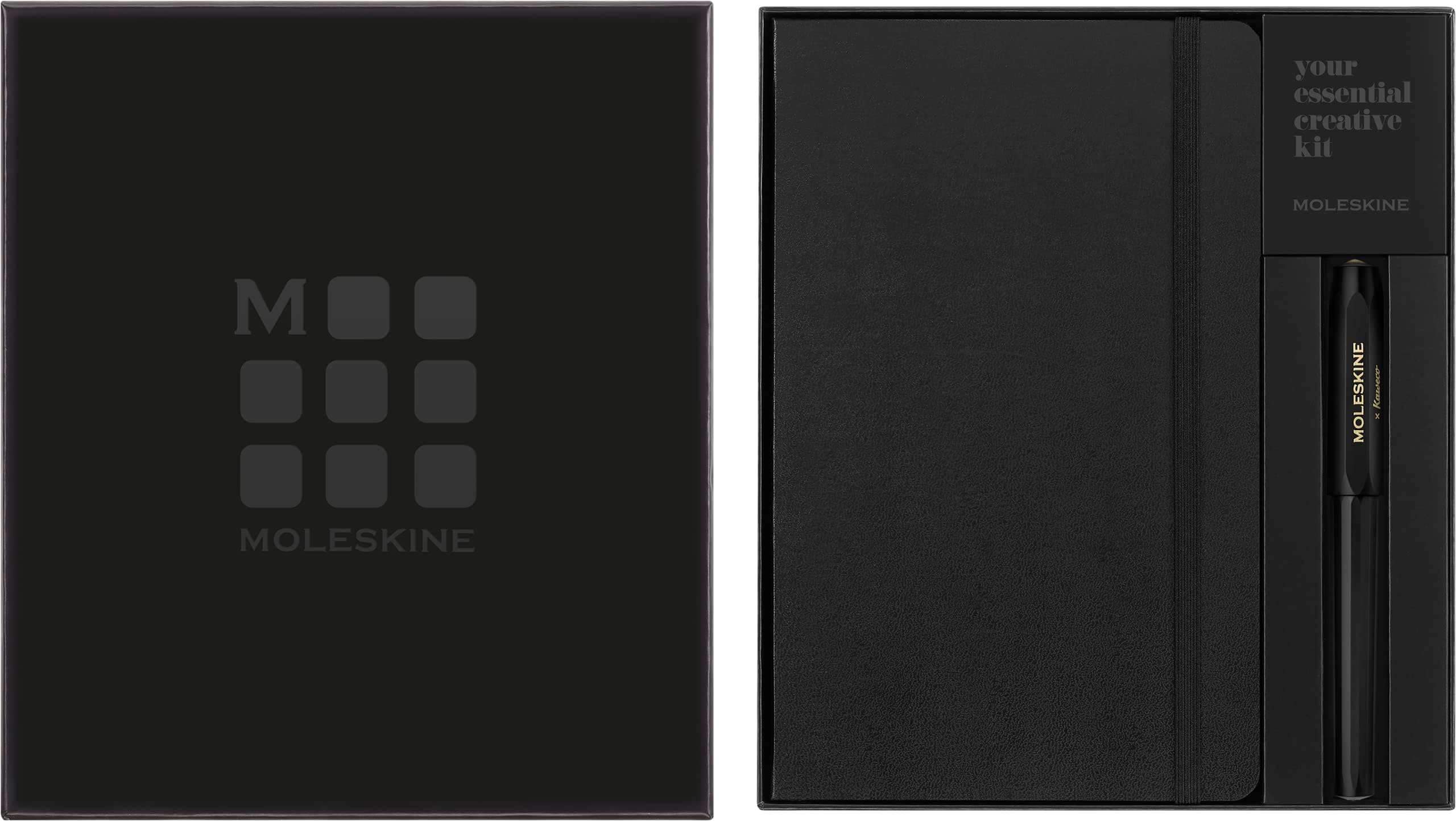 Classic Notebook and Kaweco Roller Pen Bundle, Large, Ruled, Black, Hard Cover (5 x 8.25)