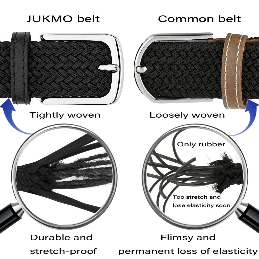 JUKMO Men's Elastic Braided Belt, Stretch Woven Belt in Gift