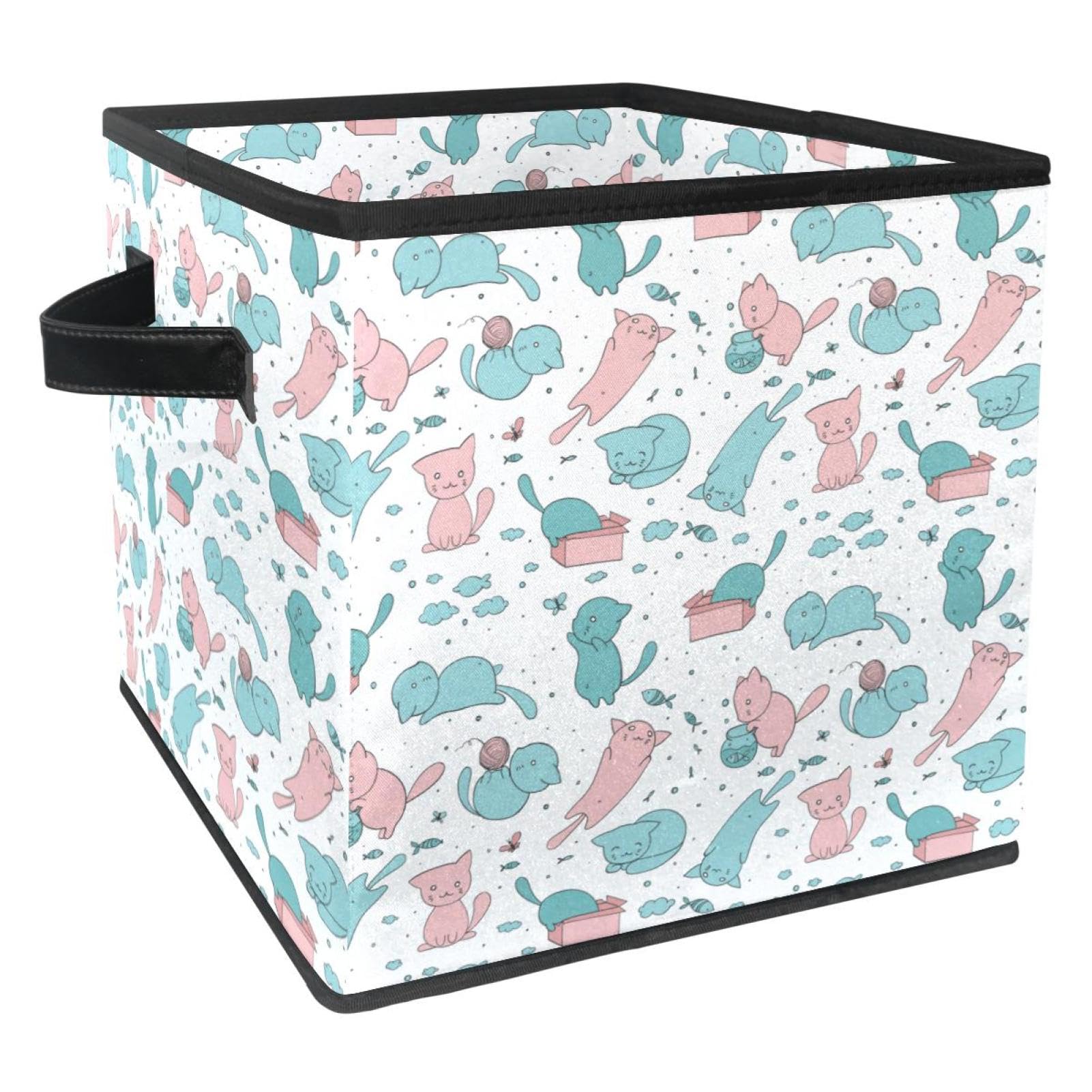 Cube de rangement en tissu chats pour organiser les jouets de la chambre