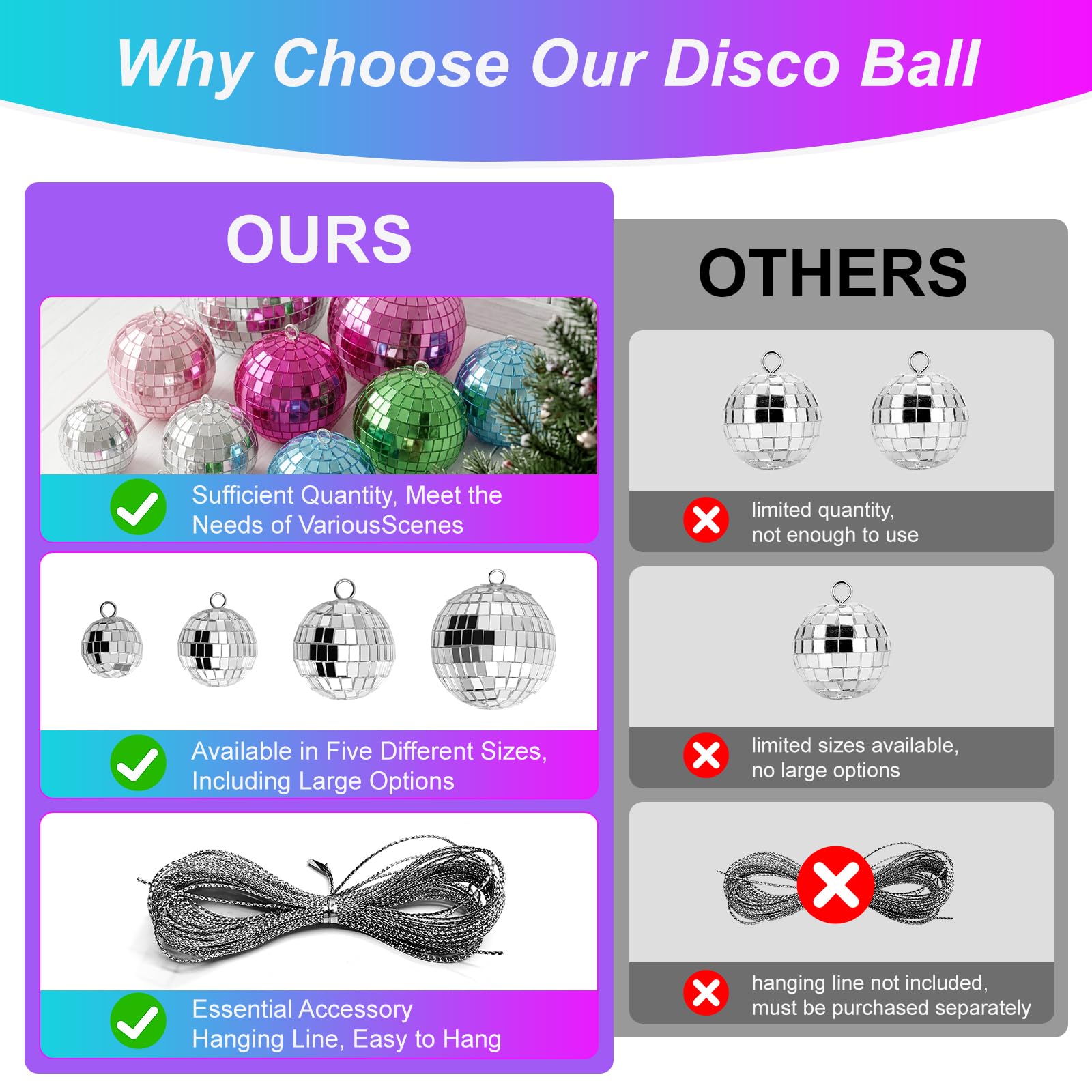 Kaluofan Lot de 25 boules à facettes colorées - Mini boules à facettes - Rose/bleu/vert - Petites boules disco à suspendre - Pour sapin de Noël, mariage, maison, fête, fête d'anniversaire