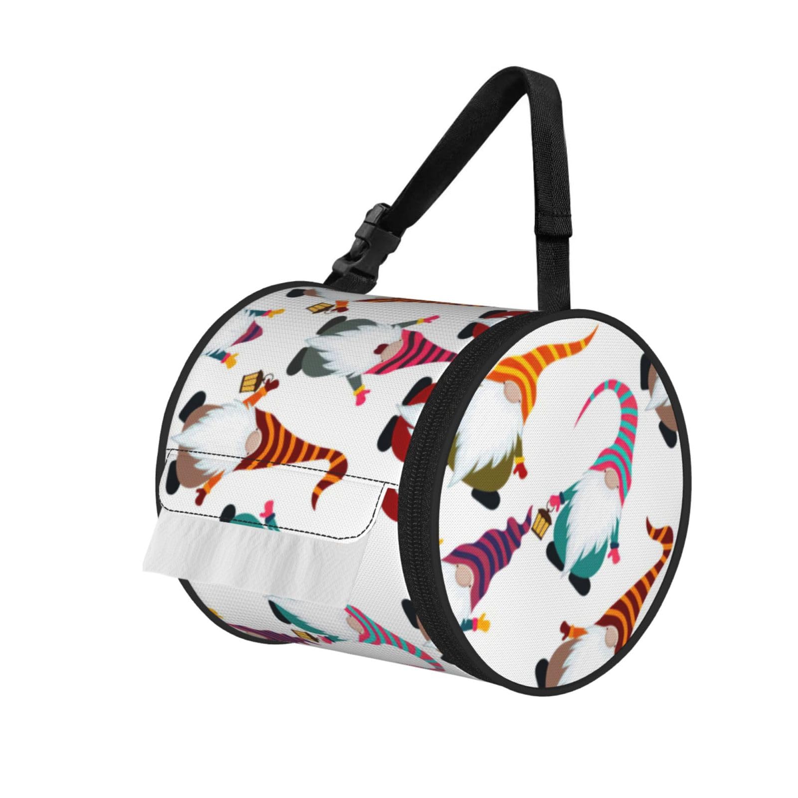 Xmas Funny Gnomes Print Fashion Tissues Organizer Box, Hanging Tissue Holder For Purse Coins For Car Office Daily Outing