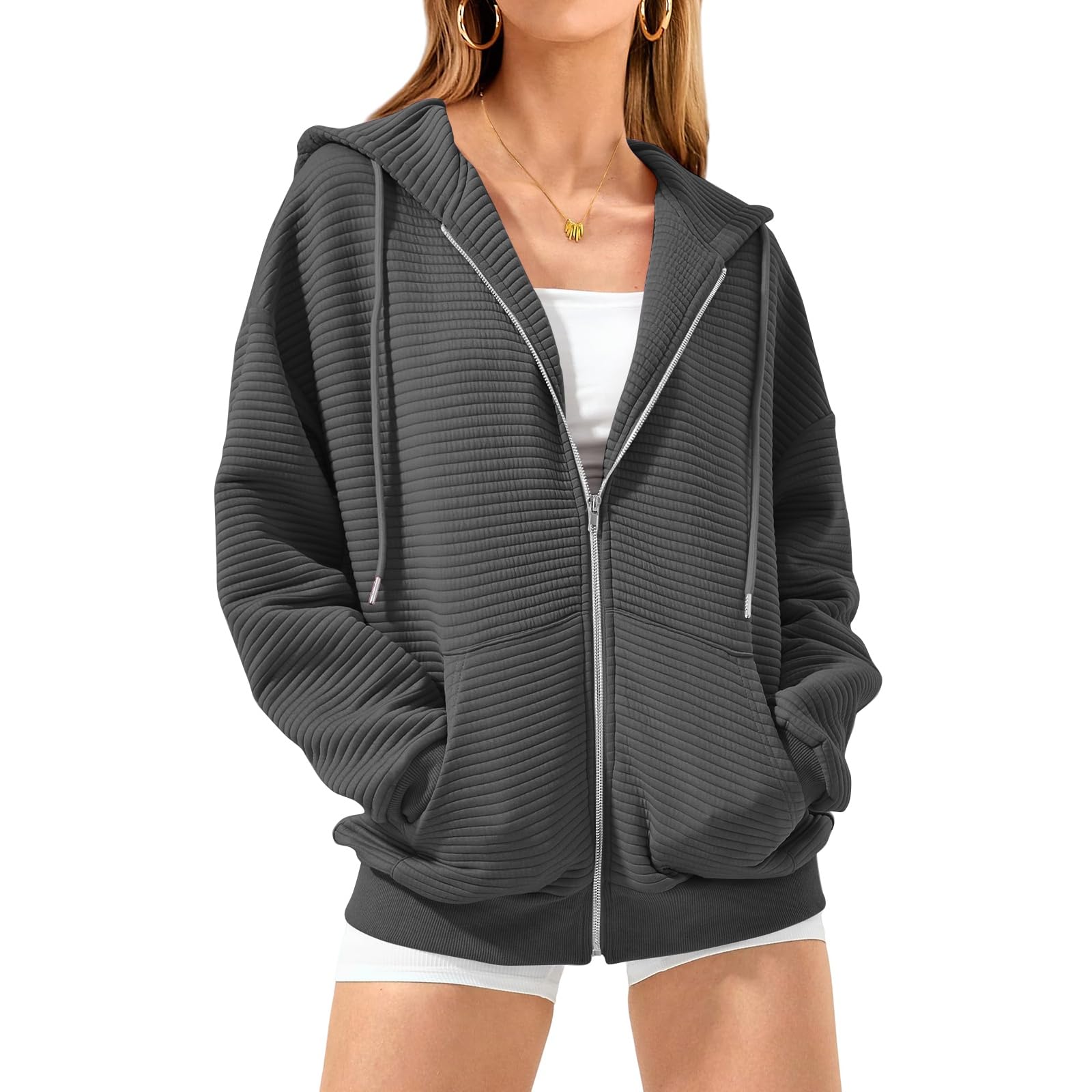 Bluzy z kapturem zapinane na zamek dla kobiet Y2k oversize bluzy z długim rękawem codzienne kurtki zimowe ubrania 2024 oversize bluza zapinana na zamek dla kobiet modne bluzy z kapturem dla nastolatek