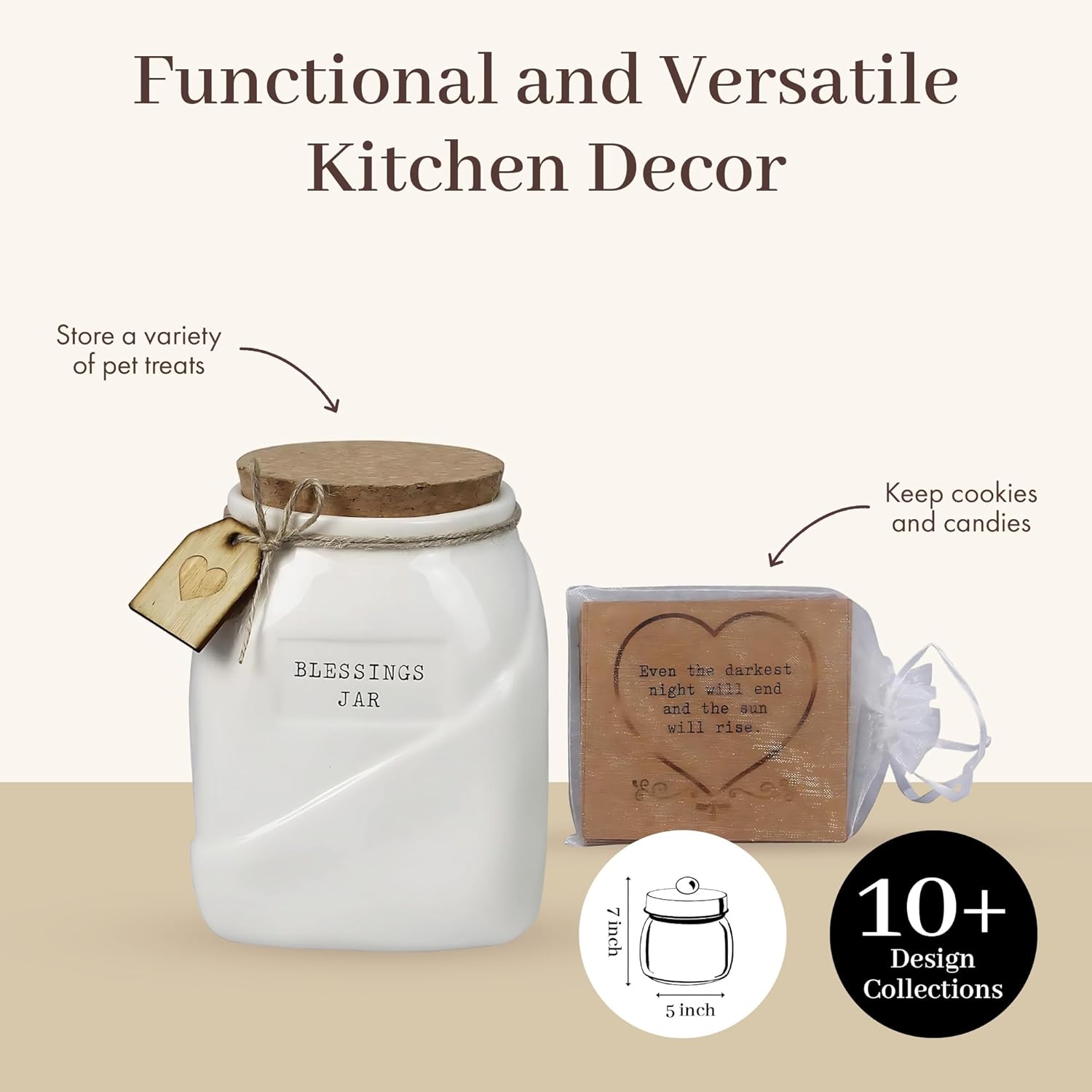 Young's Inc. Ceramic Blessing Jar with Blessing Cards - Cute Room Decor - Christian Gifts