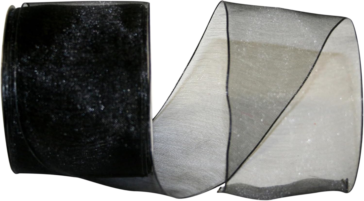 Reliant Ribbon Elegant Woven Sheer Wired Edge Ribbon, 2-1/2 Inch X 25 Yards, Black