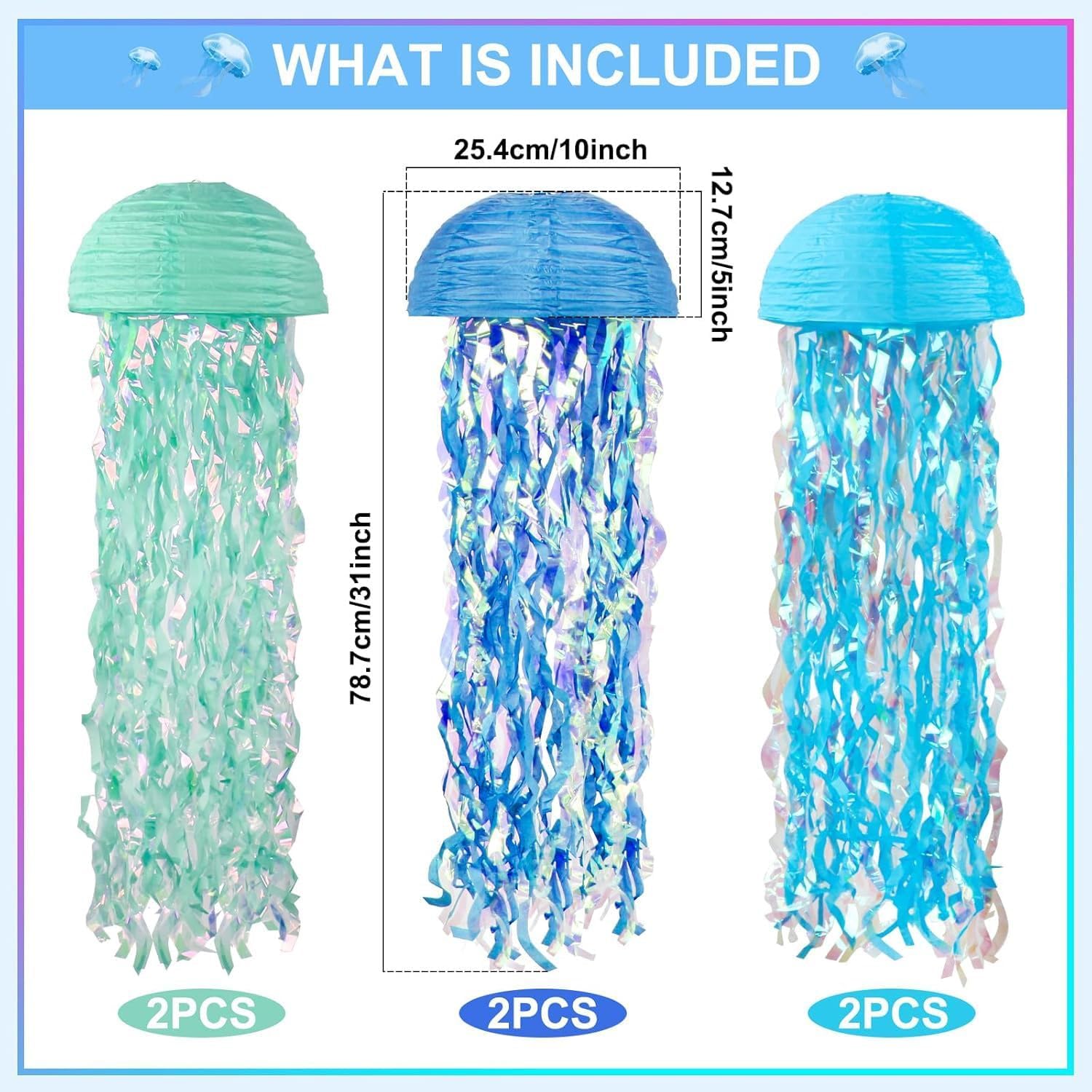 Jellyfish Paper Lanterns, Hanging Jellyfish Paper Lanterns, Used for Mermaid Birthday Parties, Mermaid Baby Shower Decorations, Classroom Paper Lanterns，Halloween Decorations