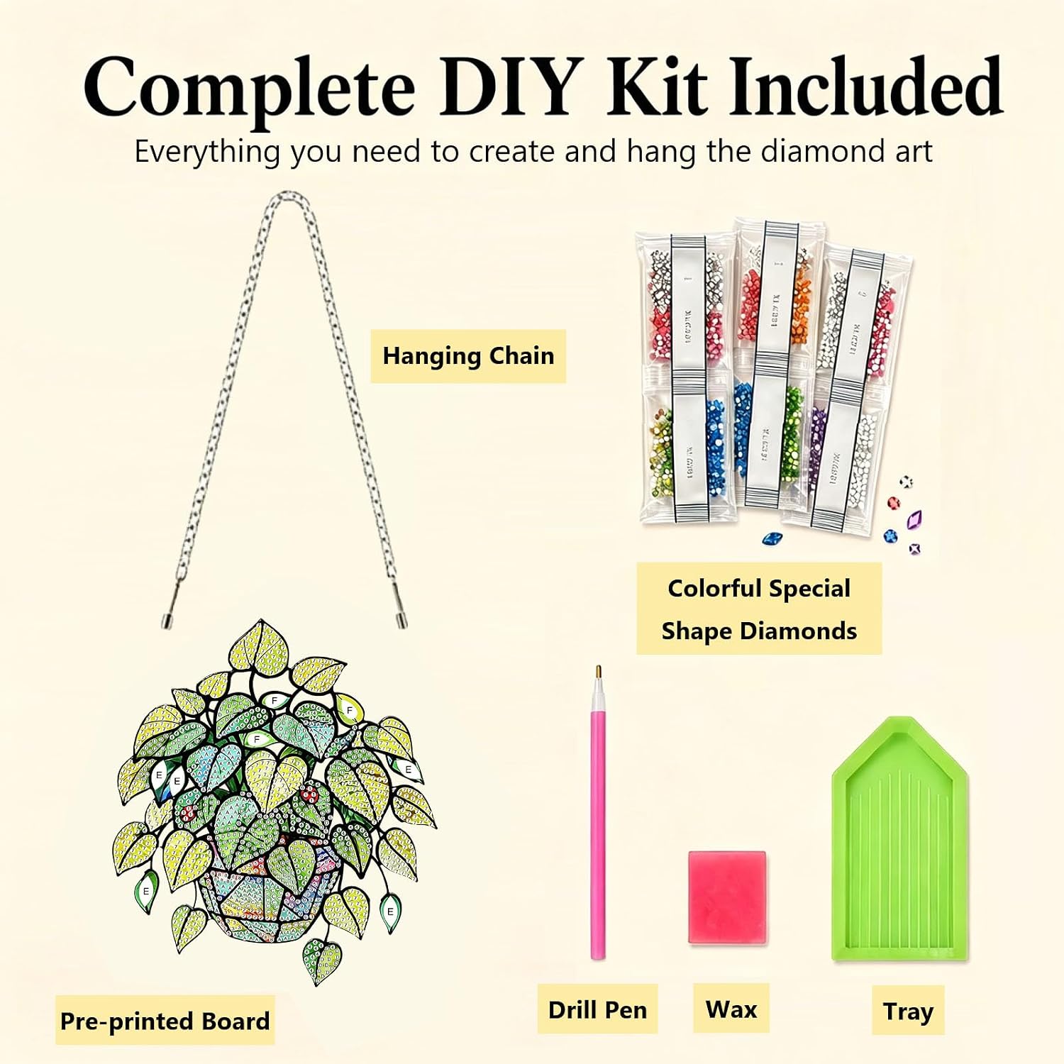 Gemozaic Plant Hanging Diamond Art Kit for Adults, Window Pendant Ornament