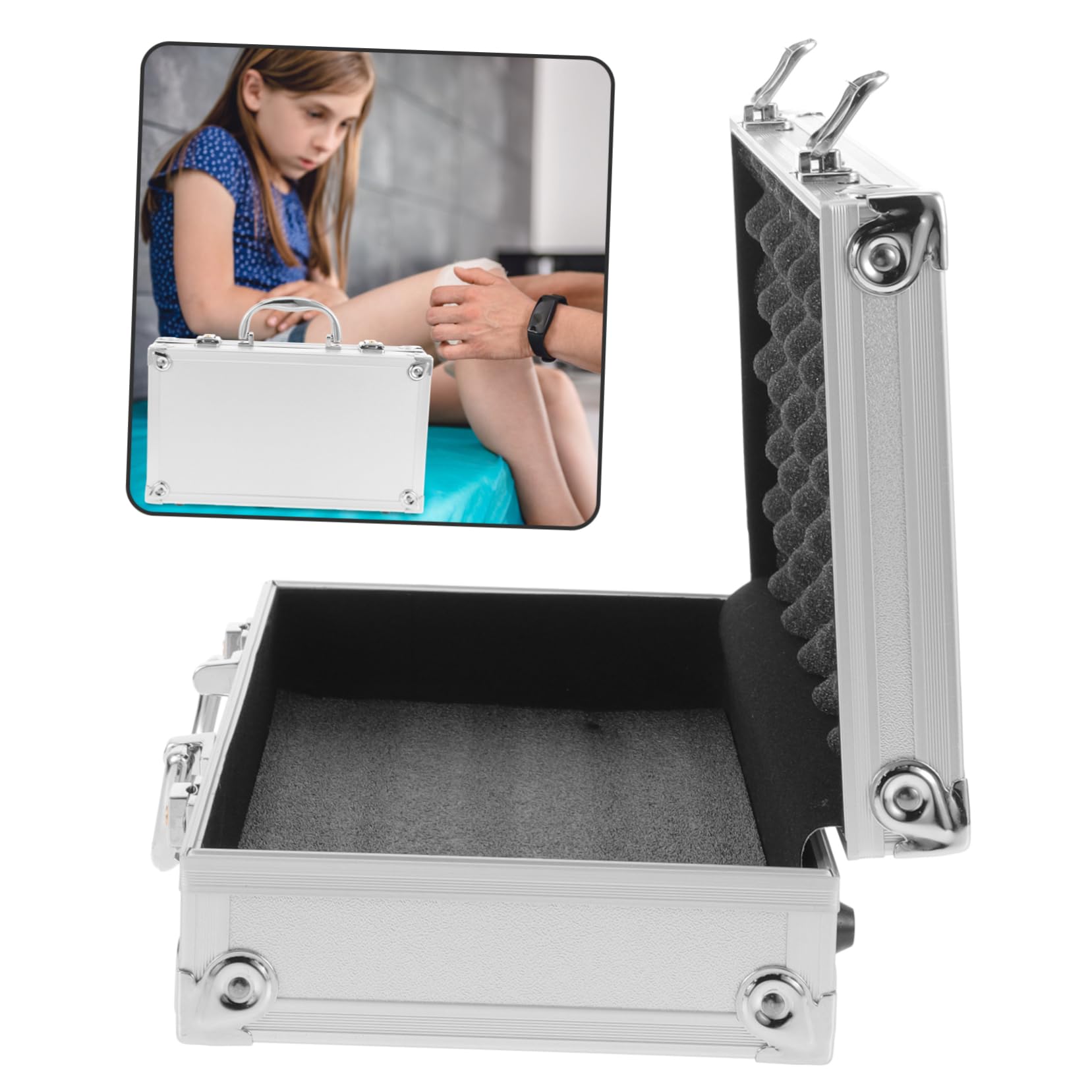 Didiseaon Botiquín Multiusos de Aleación de Aluminio Plata, Maletín Médico Portátil Resistente y Ligero para Oficina y Escuelas, Estuche de Transporte Seguro y Compacto