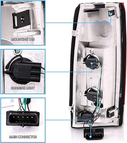 Miniatura 5 de AmeriLite Juego de luces traseras de freno de repuesto para Chevy GMC FullSize CK 1500 2500 3500 Silverado Sierra Suburban rojo cristal transparente