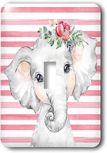 3dRose Linda imagen de acuarela floral bebé niña elefante... - Cubiertas de interruptor de luz (lsp_335889_1)