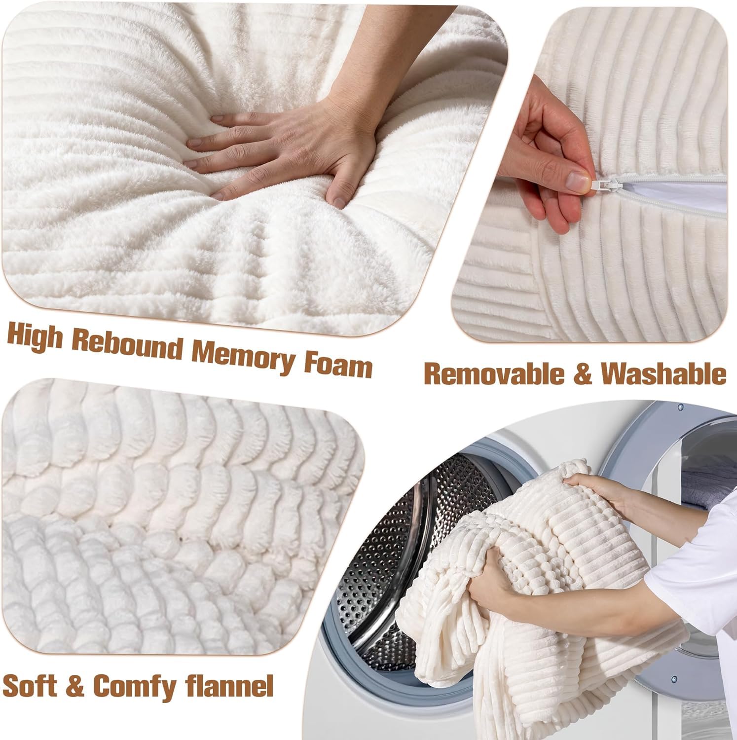 NALONE Sitzsack Erwachsene mit Füllung, 4-in-1 Bean Bag, 6.4 FT Flauschig Sessel, Lounge Sessel, Lounge Stuhl, Schlafzimmer, Wohnzimmer, Wohnzimmer Möbel (Weiß)