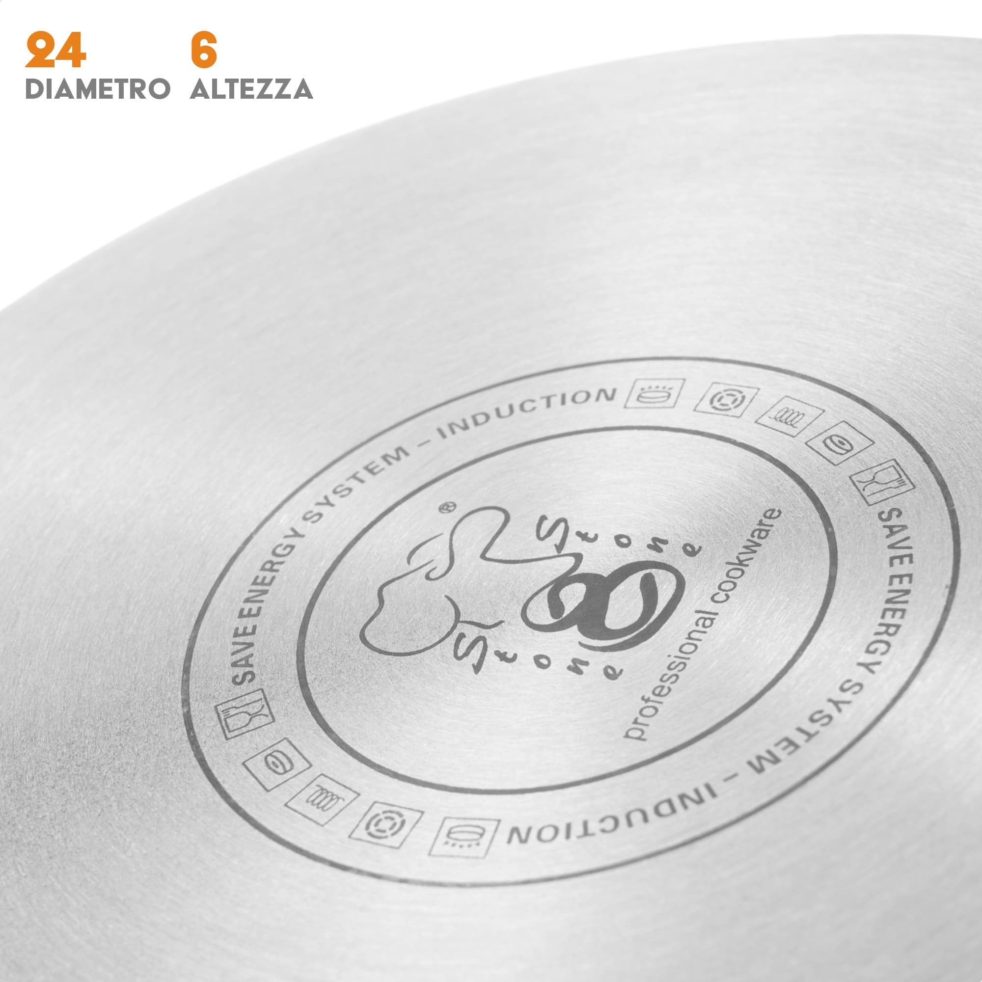 Stone&Stone super Non Stick Casserole 24cm Aluminium & Steel Induction Hob Oven Cooking pot Chef Pan professional All Hobs PFOA Free + Lid (24CM pan) - Image 4