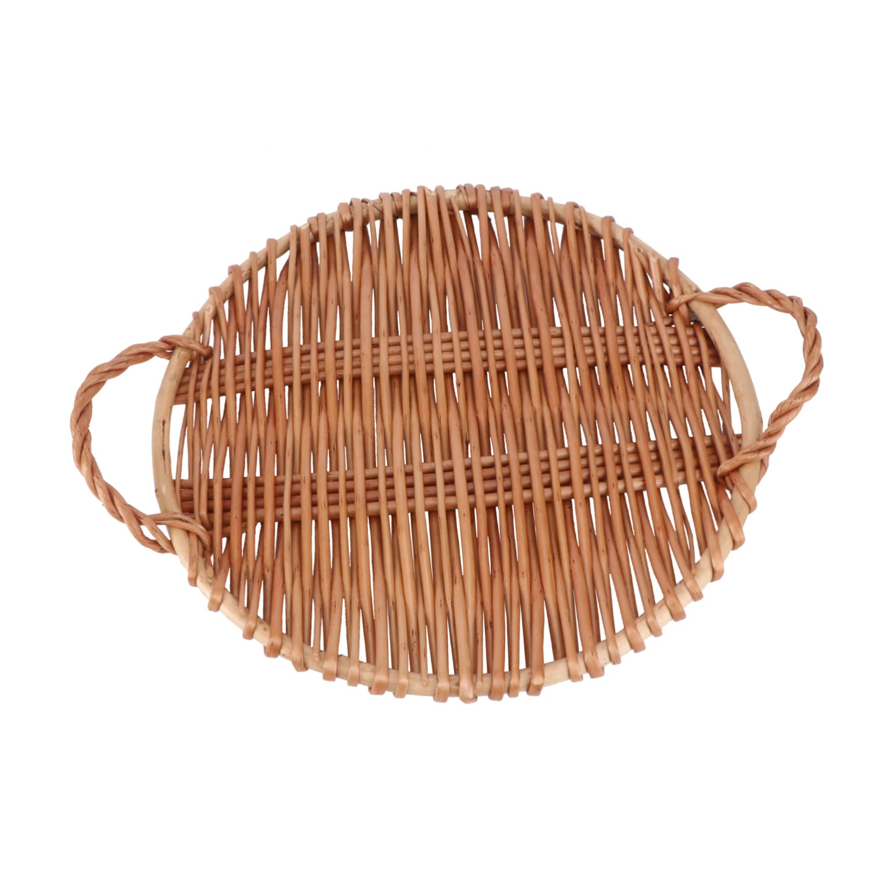 SOLUSTRE 1Pc Handmade Willow Weaving Snack Tray Elegant Food Plate for Home Use for Desserts Fruits Tea Service Kitchen Dining Storage