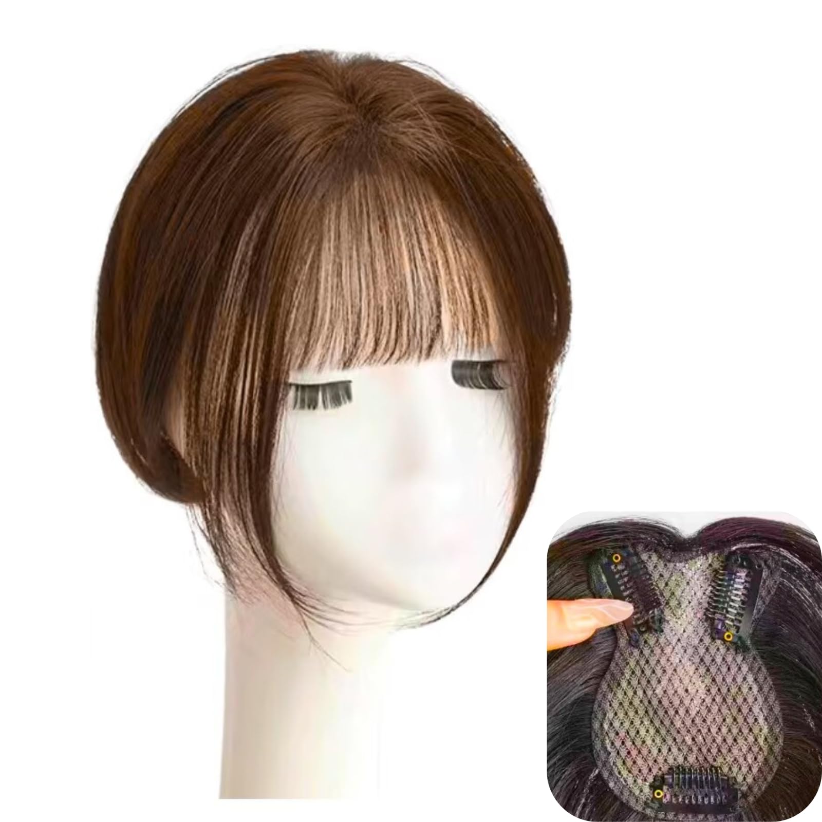 RUNRAYAY Real Human Hair Toppers, 360° 3D Cover Human Hair Topper for Women with Thinning Hair Hair Loss with French Bangs