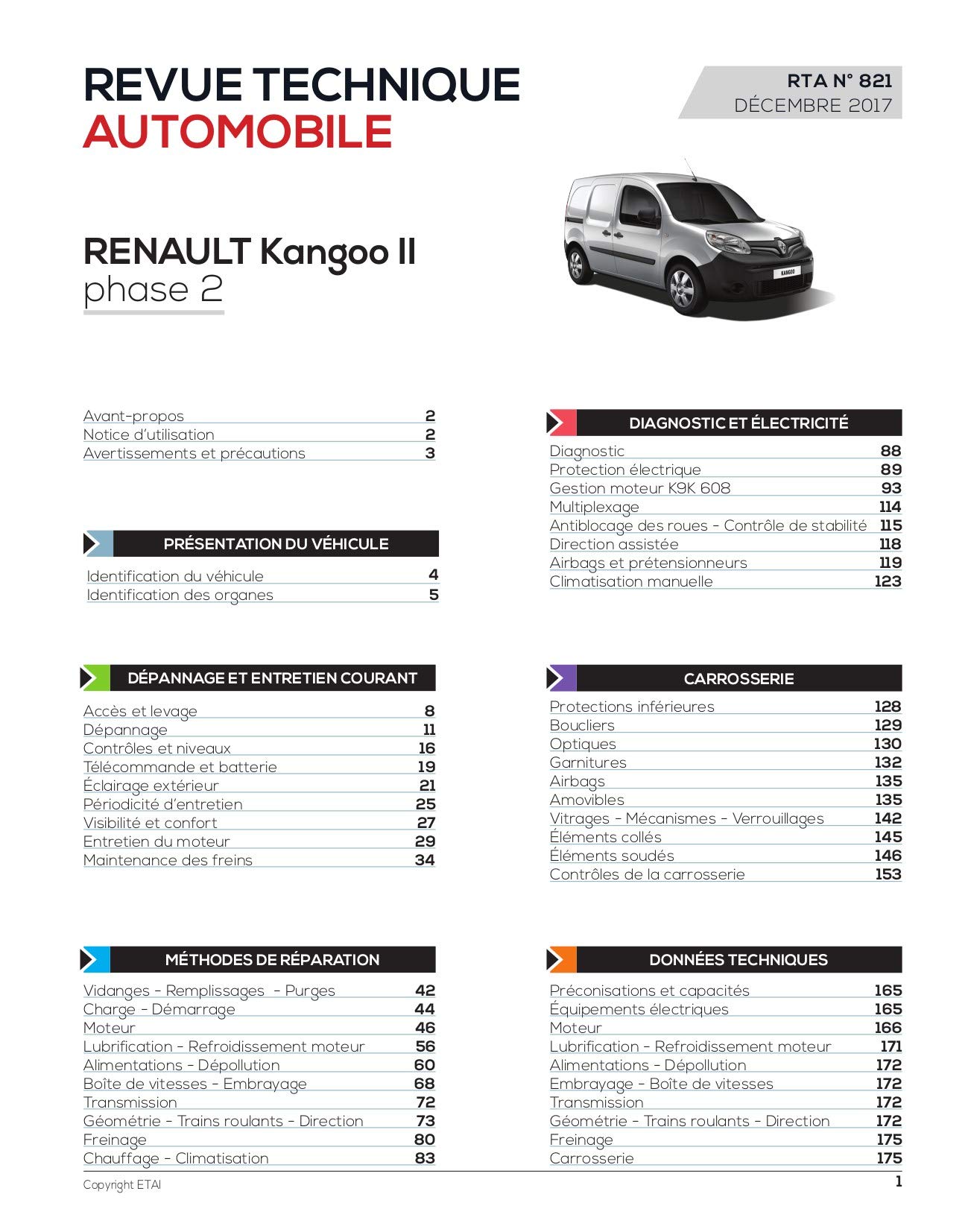 E.T.A.I - Revue Technique Automobile 821 - RENAULT KANGOO II PHASE 2 - 2013 à ce jour