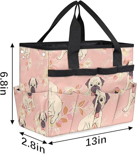 Miniatura 3 de Floral Flower Dogs Garden Tool Tote Bag for Women Men Gardening Tool Storage Bags with 10 Pockets Standable Garden Home Tool Kits Organizer for