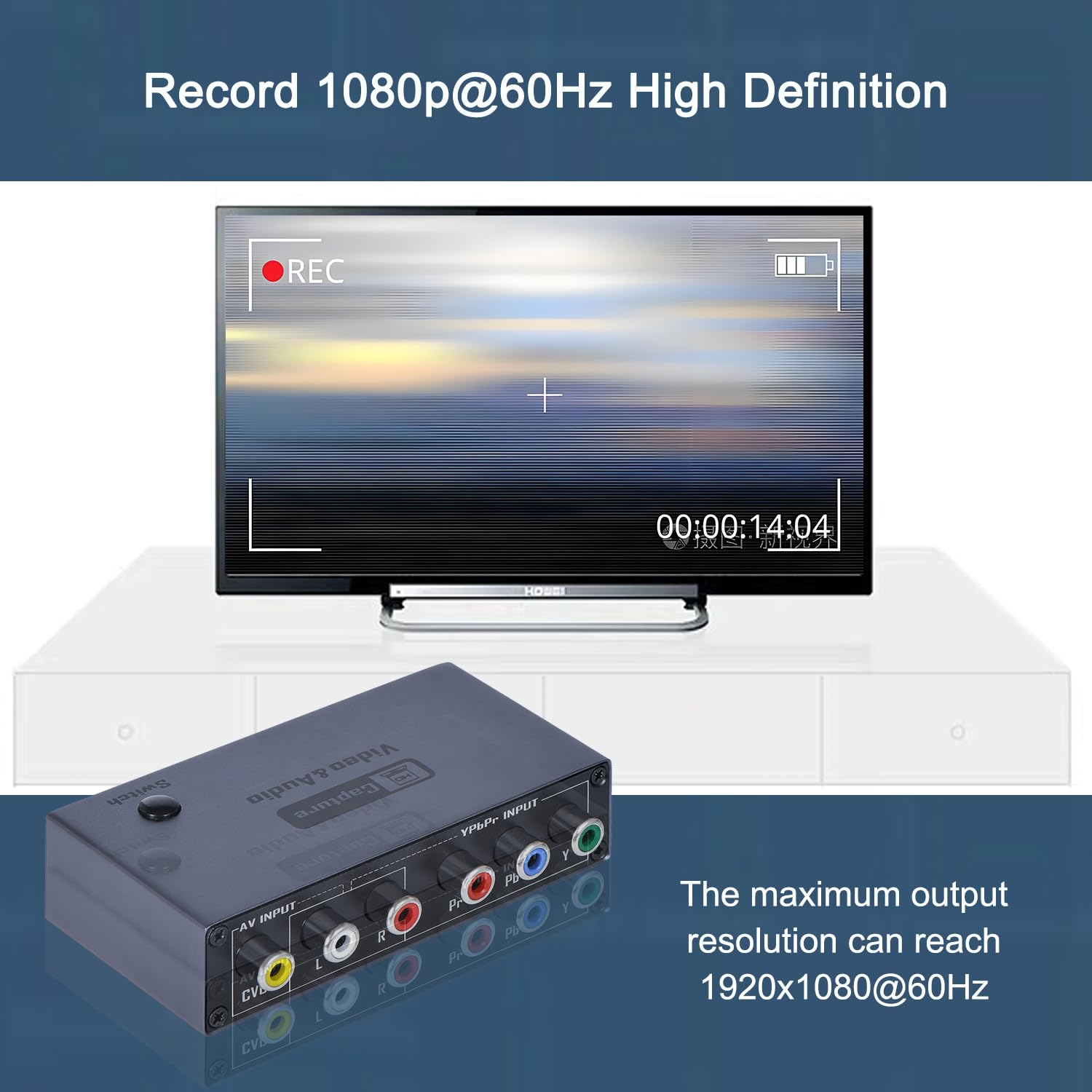 2026 aggiornato VHS RCA YPbPr a convertitore digitale, 1080P 60Hz Component Composite Audio Video a USB Scheda di acquisizione video per VHS VCR DVD PS2 Wii N64, compatibile con Windows, Mac, Linux
