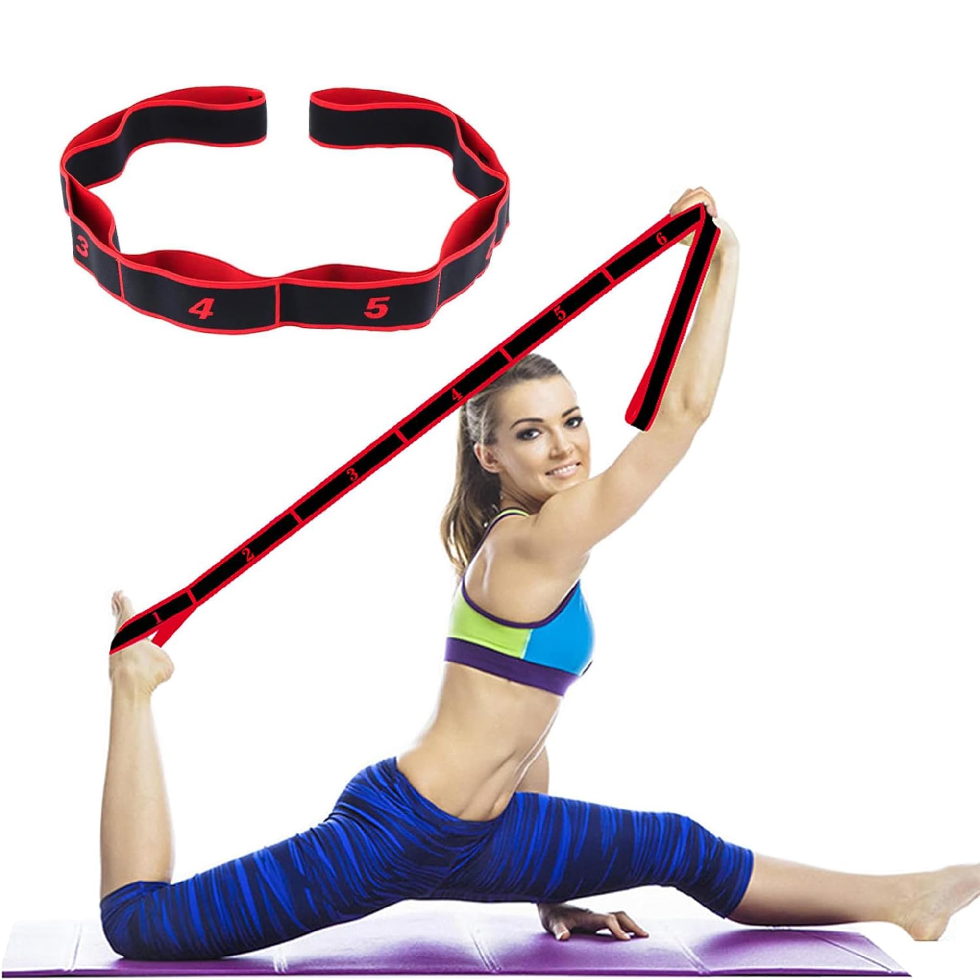 YIXTY Yoga Stretching Strap 8 Loop Yoga Stretch Strap, Non-elastic Stretch Strap for Stretching, Physical Therapy, Pilates, Dance, Gymnastics, and Athletic Trainers