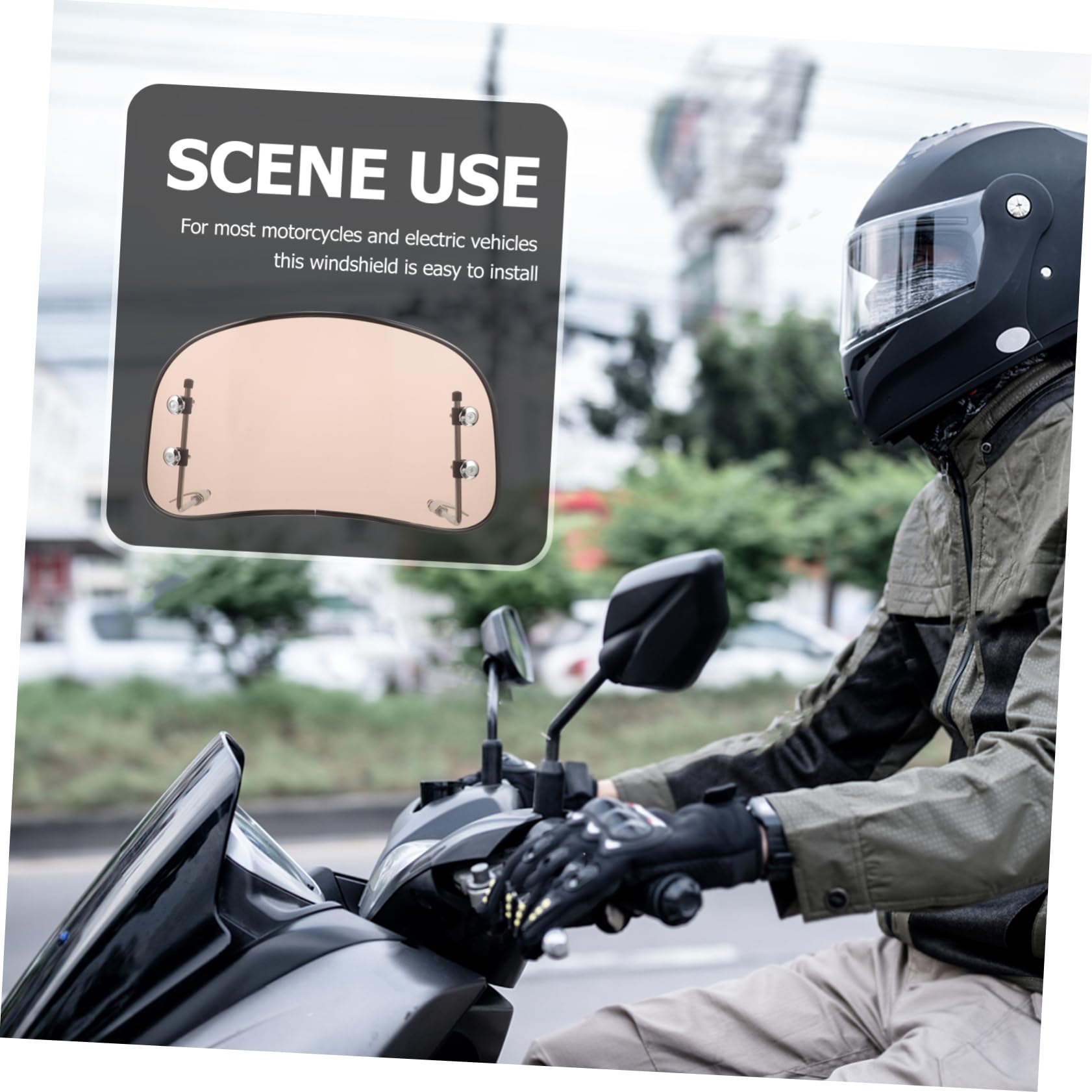 Vaguelly 1 Juego Mercado Accesorio de Motocicletas Parabrisas Universal para Viento Pantalla Aire comprimido pc motoazadas pedaleador Gran Parabrisas Suministro de Motocicleta Caucho