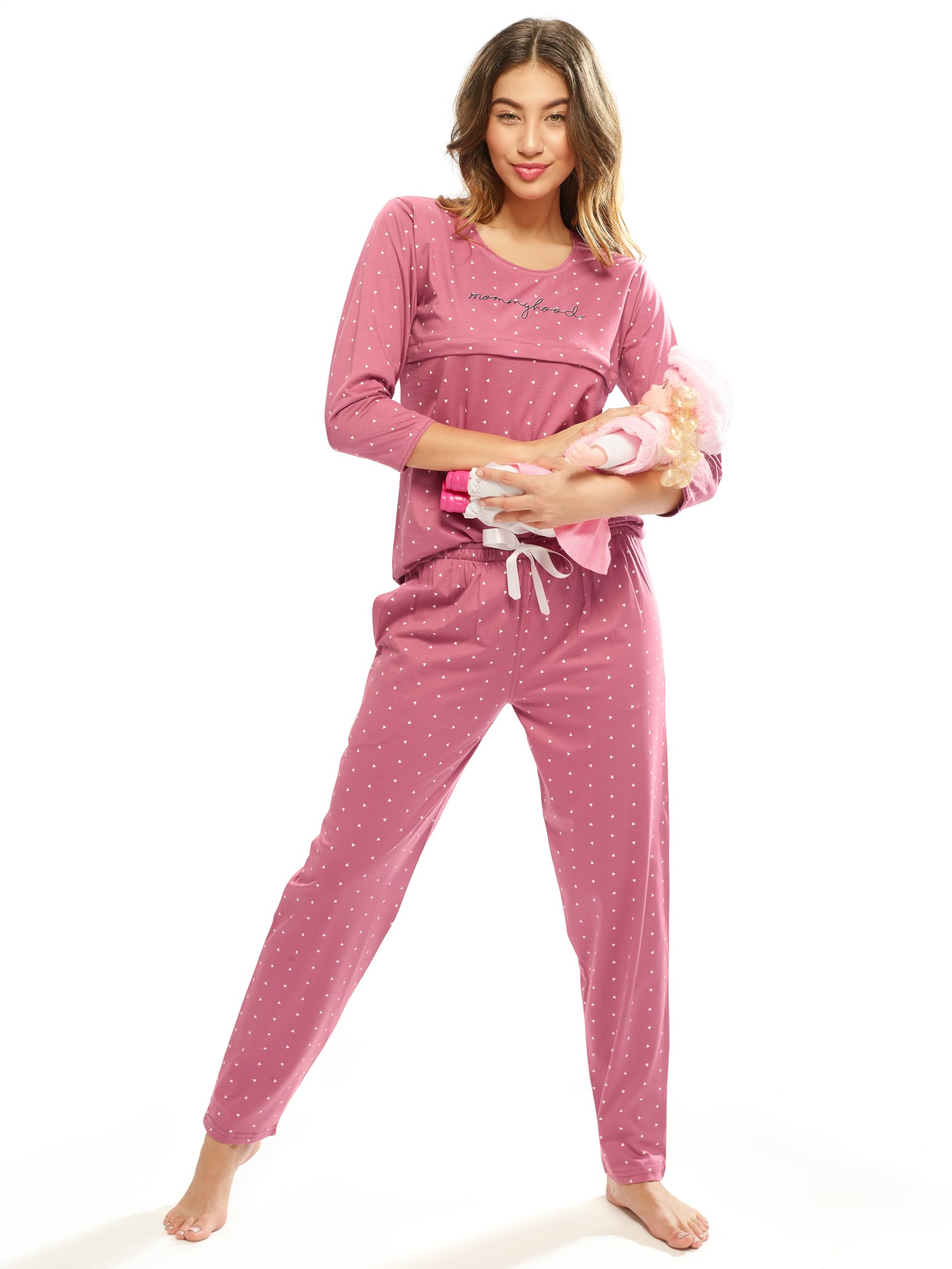 lotik Women's Cotton Traingle Print Feeding Top & Payjama Full Sleeve Nightsuit Set-picture-35