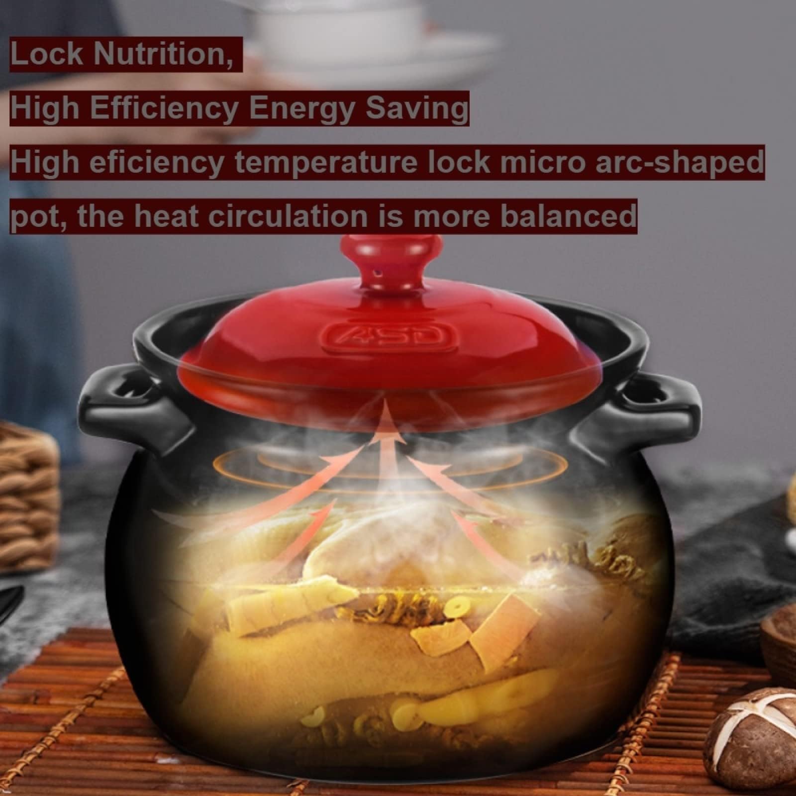 Casseruola in ceramica per stufato, in terracotta, piccola, robusta, per zuppe e zuppe (2,5 L)