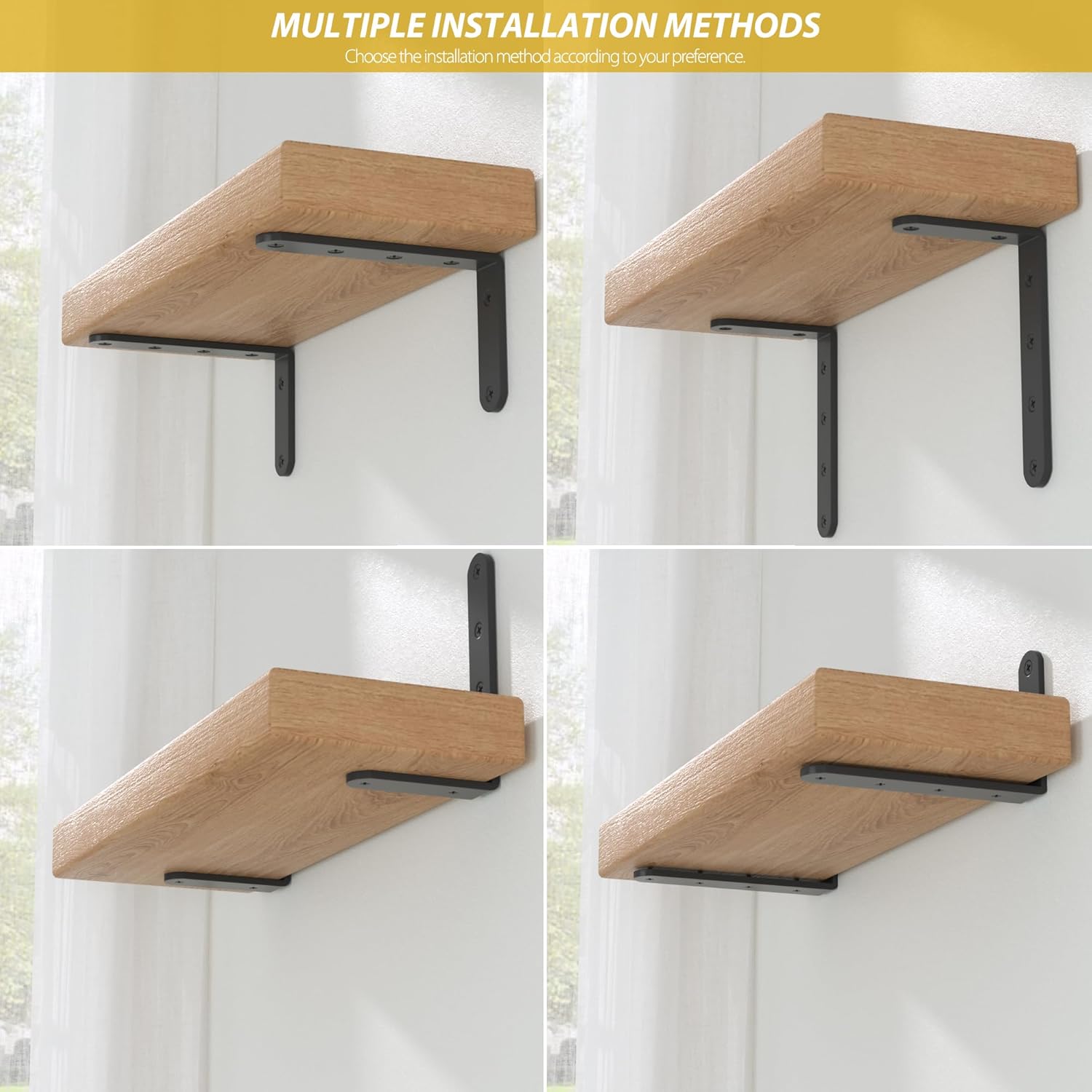 4Pcs/Set Shelf Brackets, Black 5inch Floating Shelf Bracket, Wall Mounted Support,Heavy Duty Floating Shelf Bracket