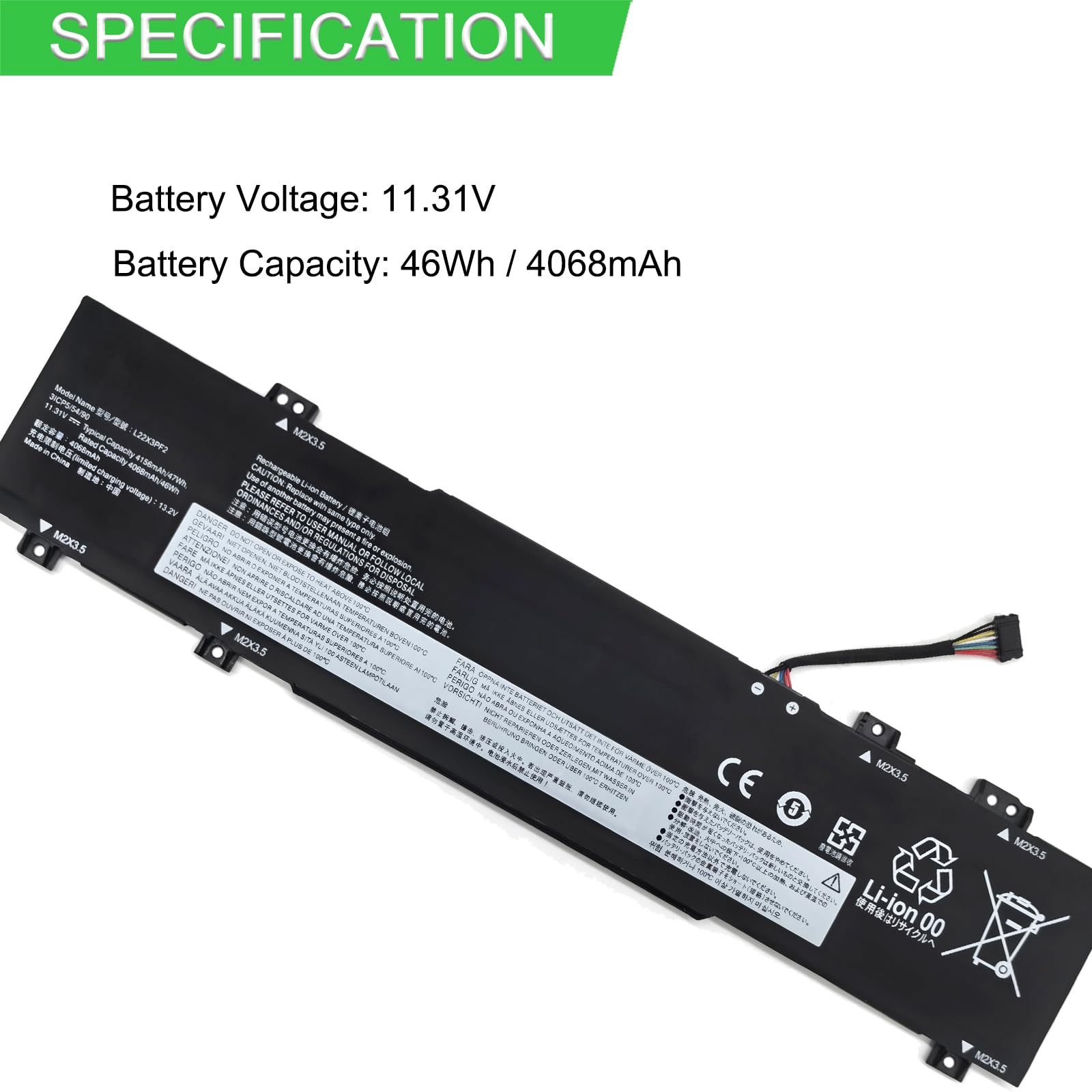 XITAIAN 11.31V 46Wh 4068mAh L22X3PF2 Ersatz Laptop Akku für Lenovo V14 V15 G4 AMN IdeaPad Slim 3 14AMN8 14IAH8 14IAN8 15IAN8 15IRH8 15IRU8 16IAH8 Series SB11K09308 L22B3PF2 L22M3PF2 L22X3PF2 L22C3PF2
