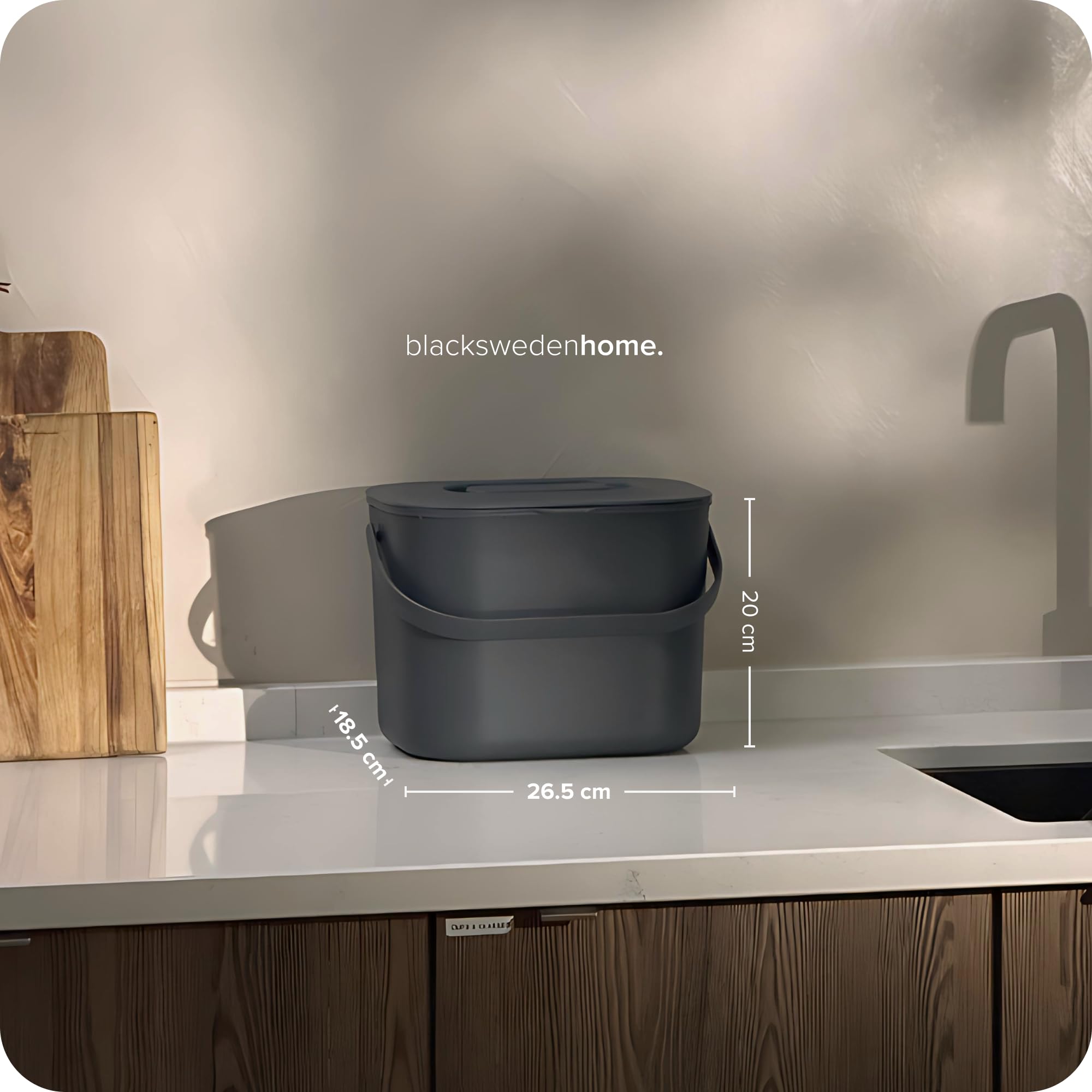blackswedenhome. Kosz na odpady organiczne do kuchni, 7 l, designerski kosz na kompost z sitkiem, ekologiczny kosz na śmieci, odporny na zapachy, kosz na odpady ekologiczne, kosz na śmieci z pokrywką
