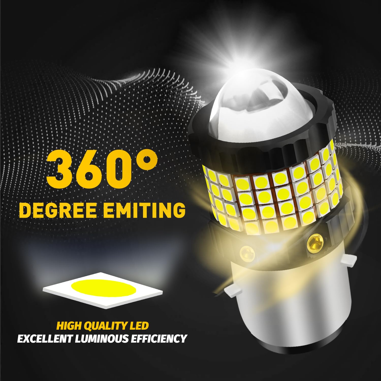 H6 BA20D Lampadina LED per Fari Moto e Scooter, Aggiornato 360° Illuminazione 6000K Bianco 12W DC12-80V Hi/Lo Beam Lampadine a Led, Plug and Play per Moto Faro, 1Pcs