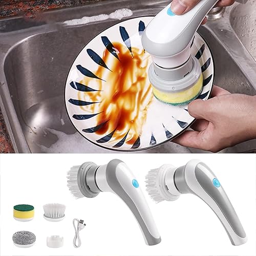 Depuradores eléctricos giratorios, herramientas de limpieza eléctricas con 3 cabezales de cepillo, cepillo de limpieza recargable por USB, cepillo