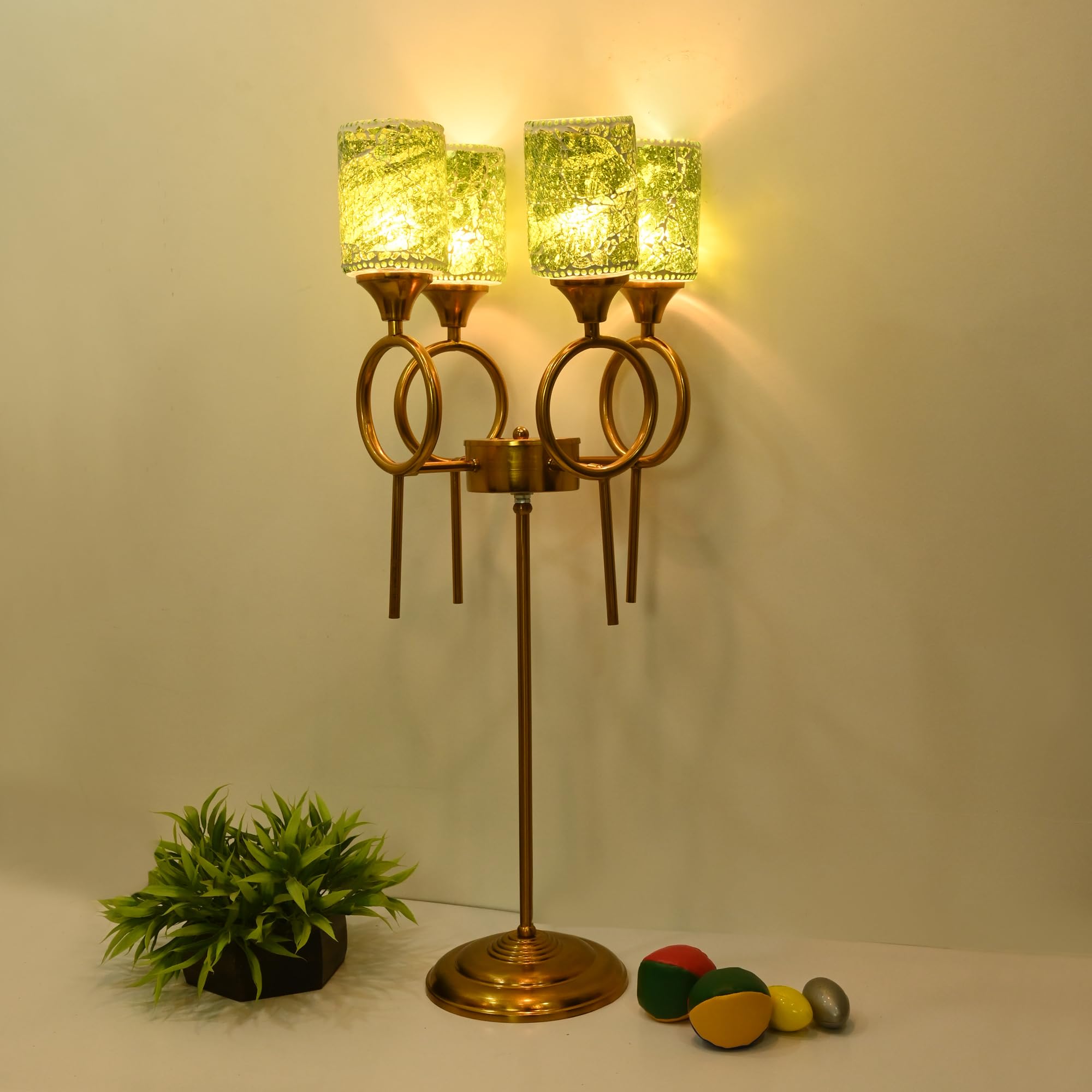 Somil Modern Floor Lamp in Metal Base and Green Color Four Glass Shades, 36 x 36 x 74 CM-image-43