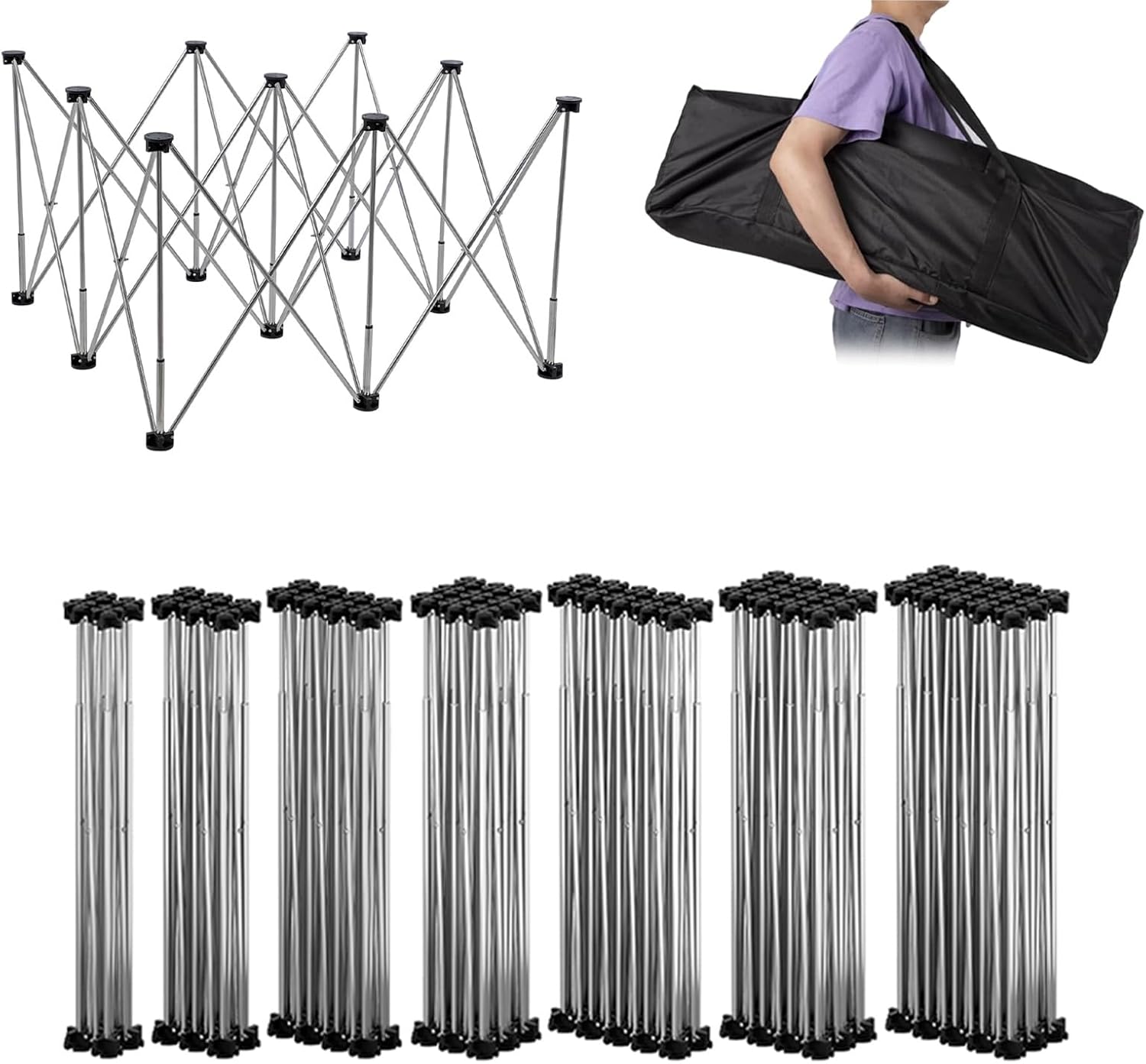 ROFBIHG Portable Folding Workstand with Storage Bag, Portable Mobile Workstand - Collapsible Workbench Legs, No Assembly Required, Ideal for Garage, Construction, Carpentry(6 Legs)