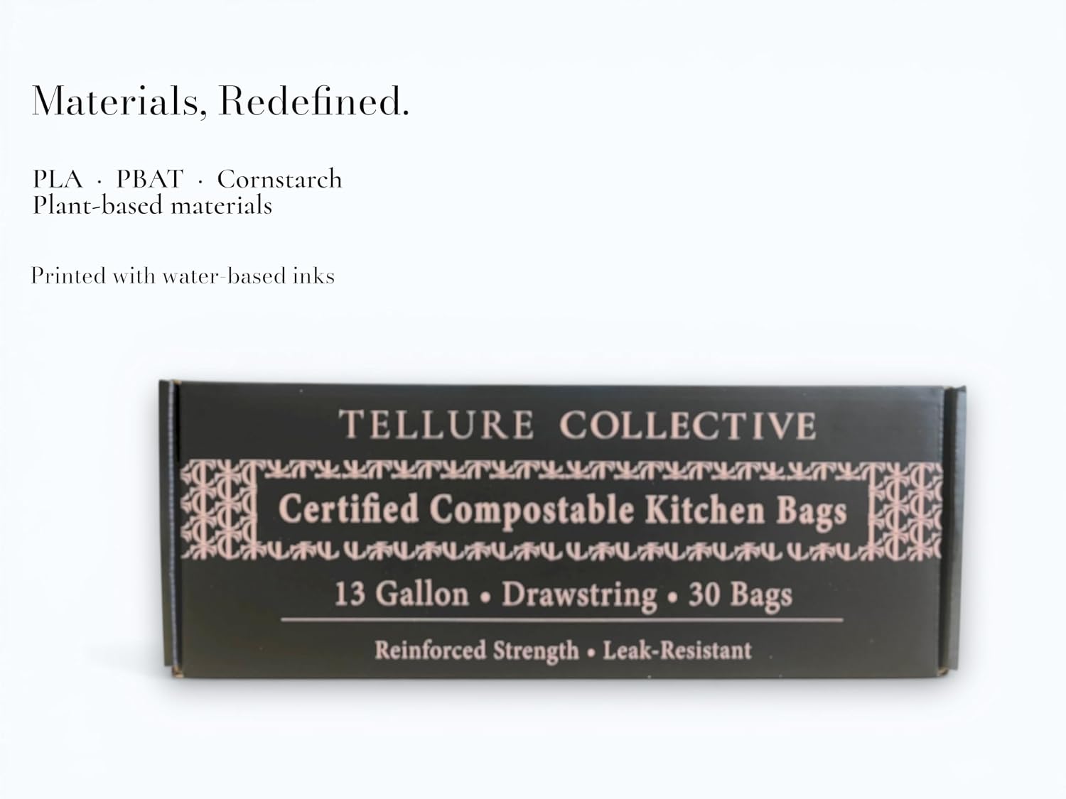 Telllure collective-13 Gallon Compostable trash bag-BPI Certified (ASTM D6400),TÜV OK Compost Home Certified TÜV OK Compost Industrial Certified, EN 13432 Certified