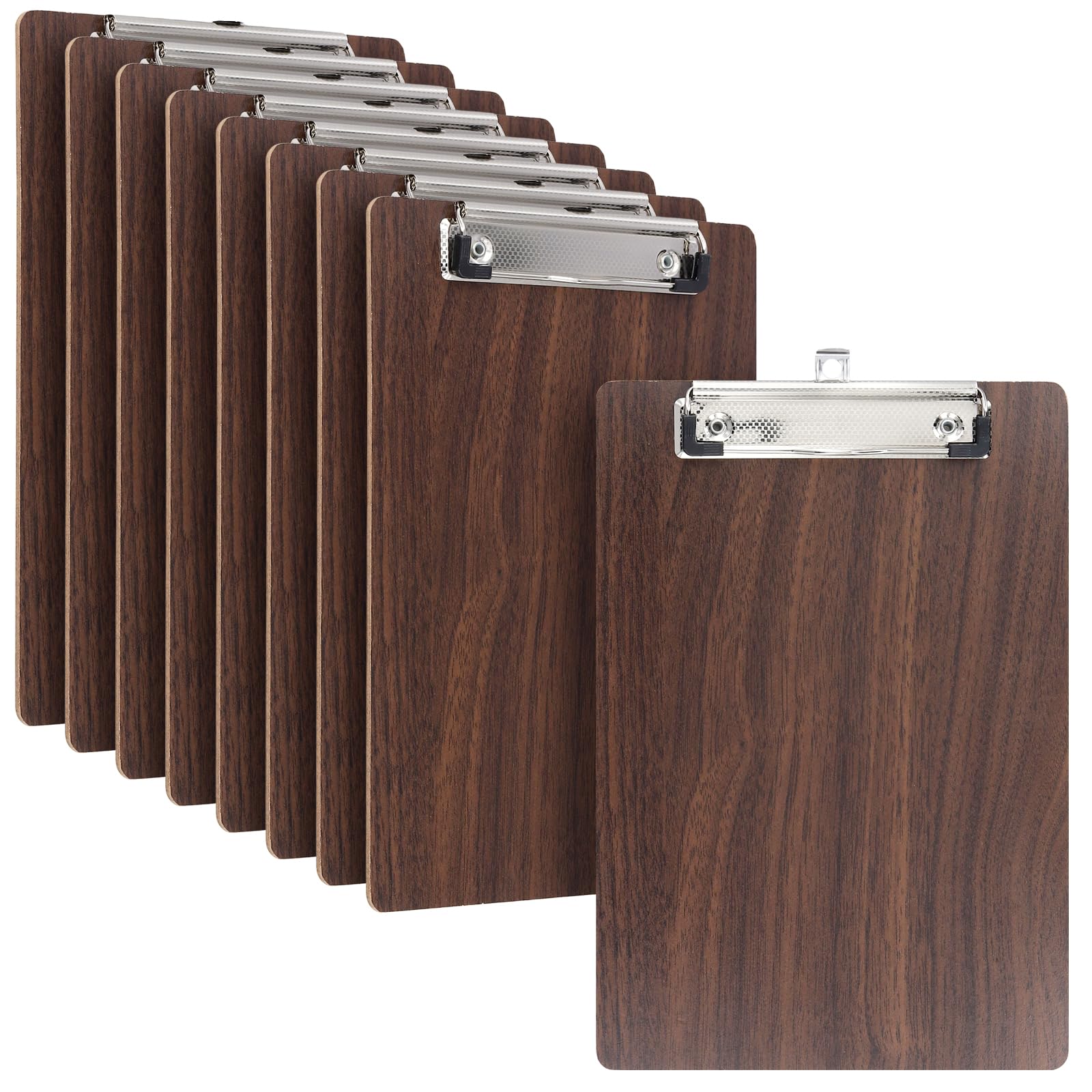 SEUNMUK 10 Pack A5 Wood Clipboards, Hardboard Clipboard with Hanging Hole and Metal Clip Holder, Wooden Clip Boards for Paper, Document and Menu