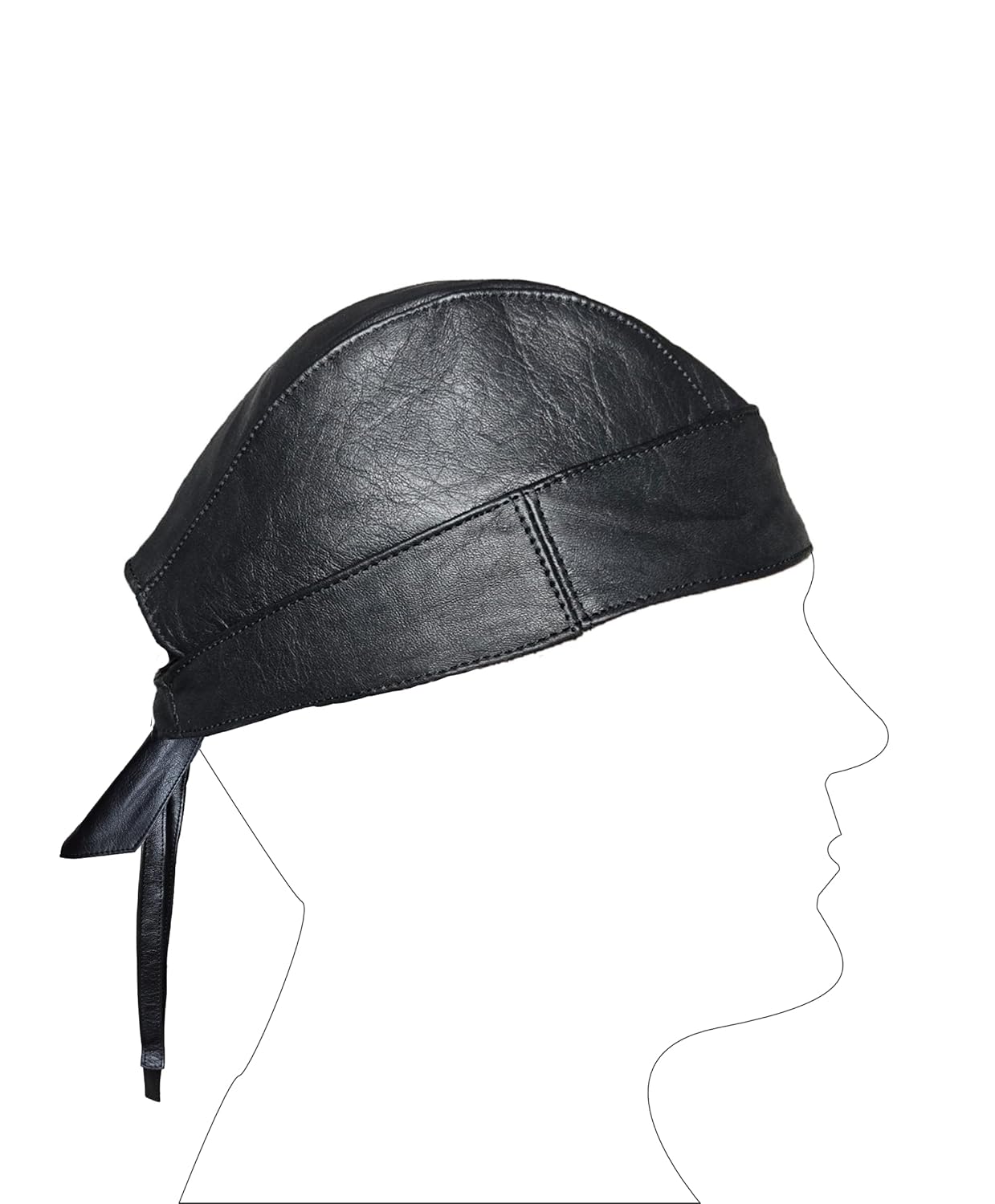 Leather Skull caps in Black Sweat Head Wraps Bandana Style in Real Do Du Rag Leather Doo Rag