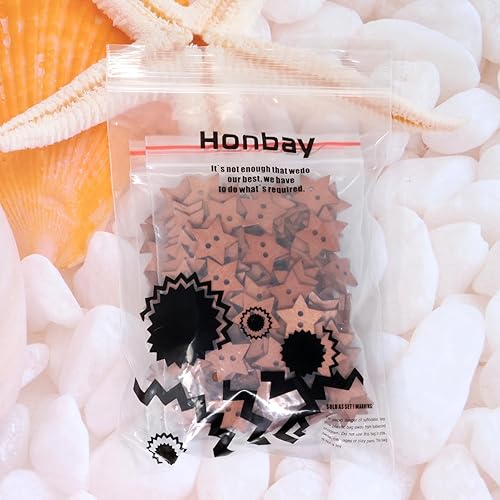 Miniatura 7 de Honbay 200 botones de estrella de madera, 2 agujeros, botones de costura marrón antiguo, botones decorativos para faldas, guantes, suéteres,