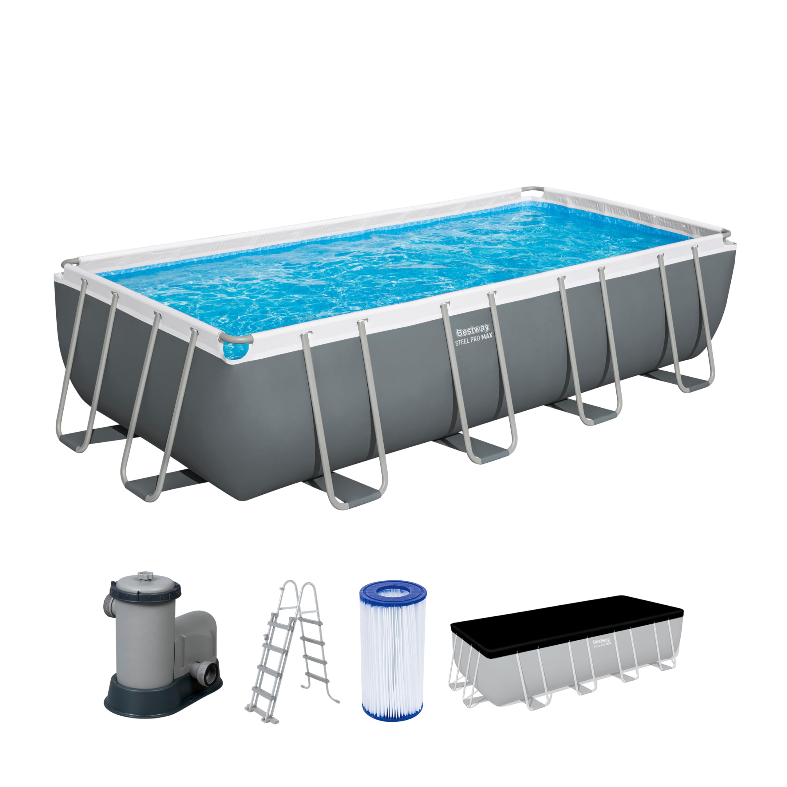 Bestway Juego de Piscina Rectangular de 18' x 9' x 48"/5.49 m x 2.74 m x 1.22 m