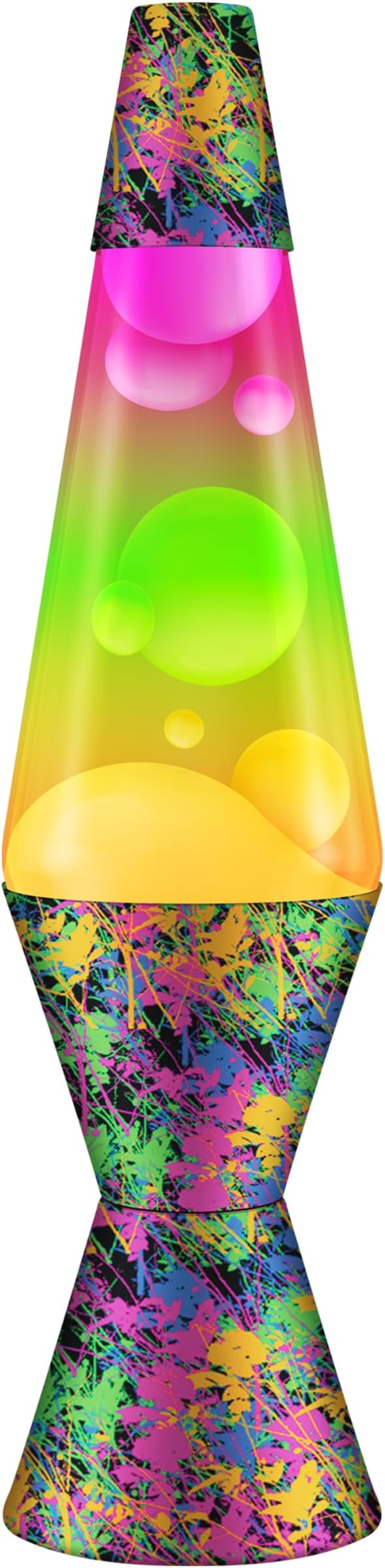 Lava Lamp 2142, Hand Painted Tri-Color Globe, White Wax, Clear Liquid, Decorative Base and Cap, Original 14.5 inch Motion Lamp to Illuminate Your Mood, Paintball