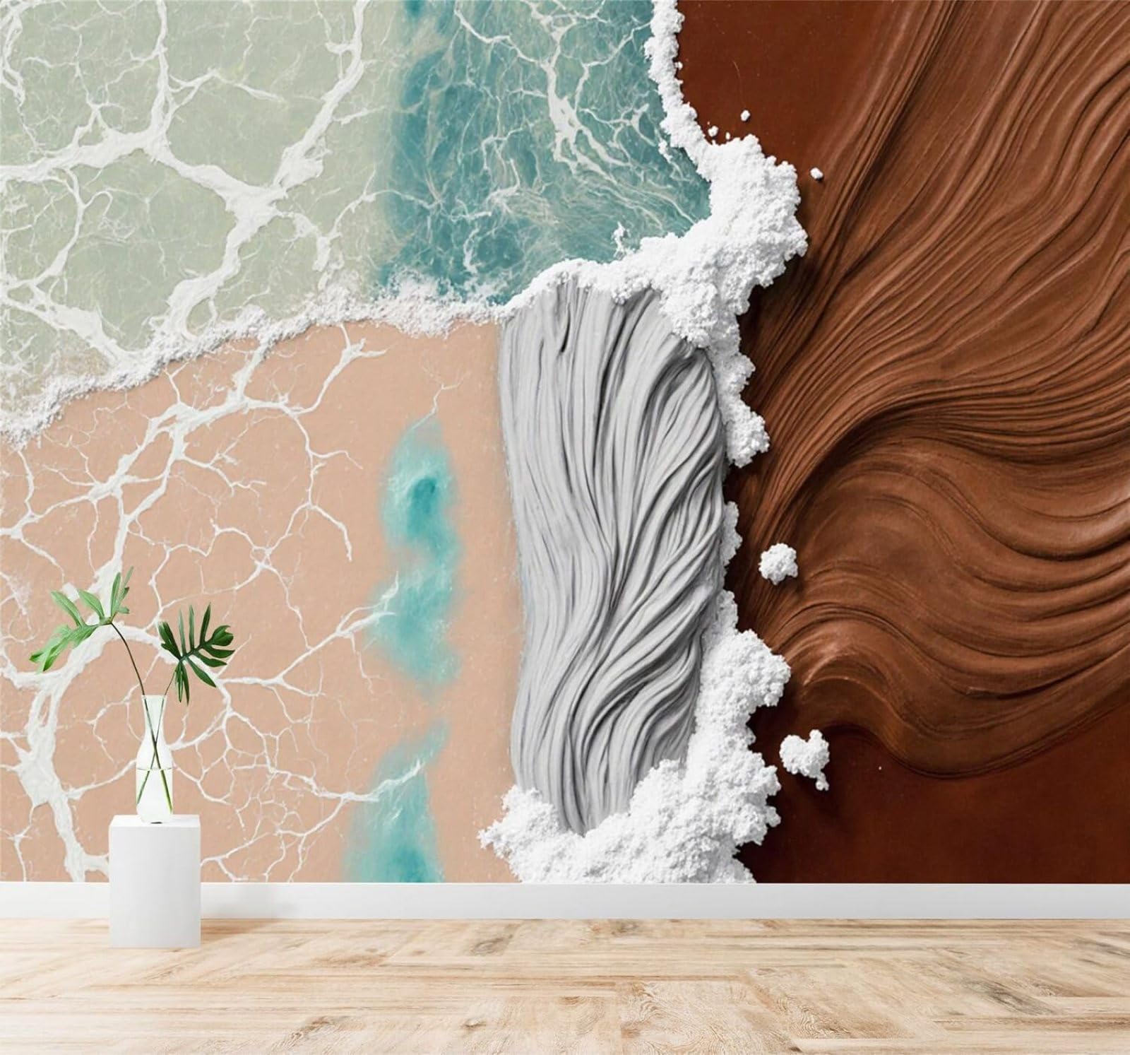 XLMING Abstract Waves Sand Like Texture Art Individuality 3D Wallpaper Premium Textured Silk Study Dining Living Room Bedroom Sofa TV Wall Easy Install-200cm×140cm