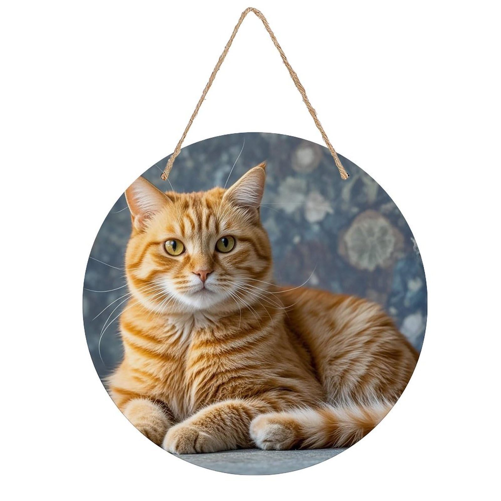 FekiLoot Cat Wall Art Decor Rustic Welcome Sign Round Wood Hanging Sign Decoration Wood Plaque Door Hanger Wooden Signs Wall Hanging Decor Housewarming Gift for Home Outdoor Indoor