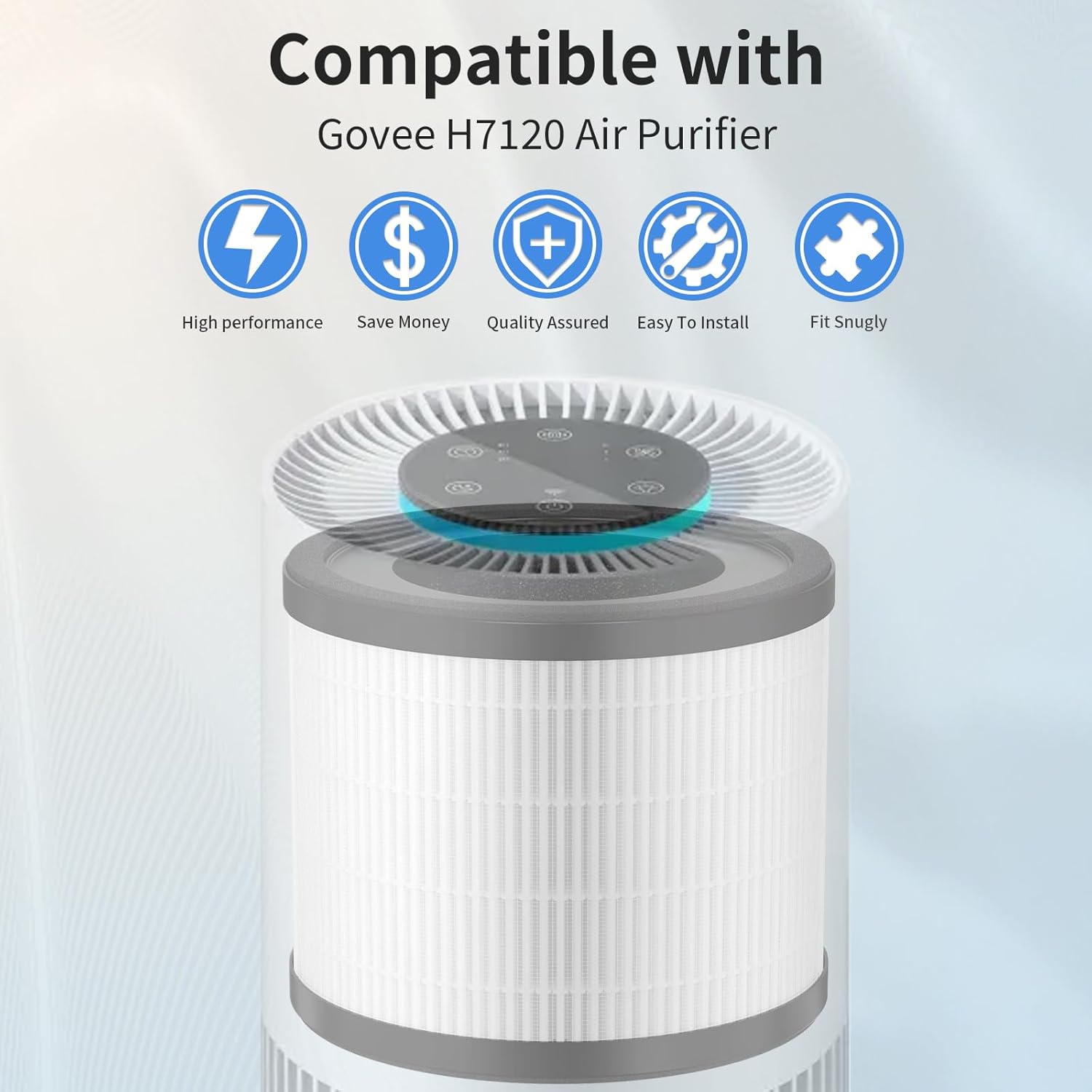 2-Pack H7120 Replacement Filter Compatible with Govee Purifier H7120, Part Number H7120101 - Image 2