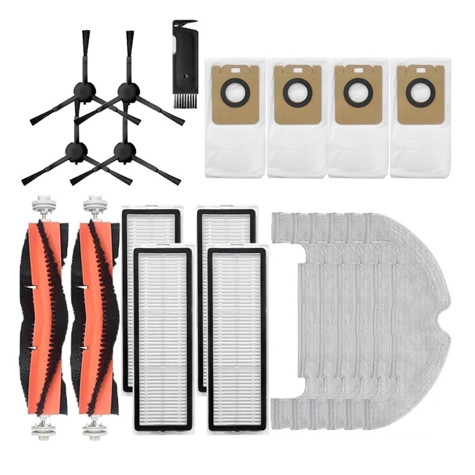 Kicici Compatible With Xiaomi Dreame Bot D10 Plus RLS3D Robot Vacuum Cleaner Accessories Hepa Filter Mop Cloth Dust Bags Main Side Brush Parts(Set24)