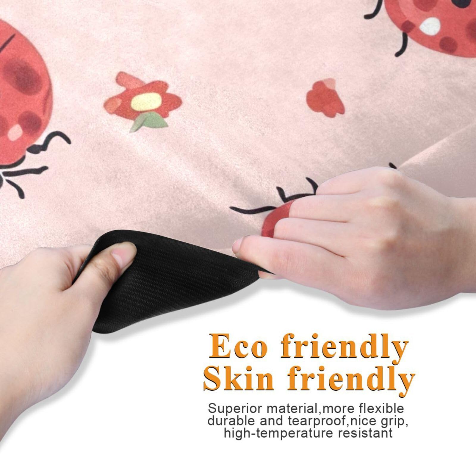 PaChyLuu Lady Bugs on Pink Yoga Mat Non-Slip Eco-Friendly Exercise Fitness Mat for Yoga Pilates and Floor Workouts for Women & Men, 71 x 26 in