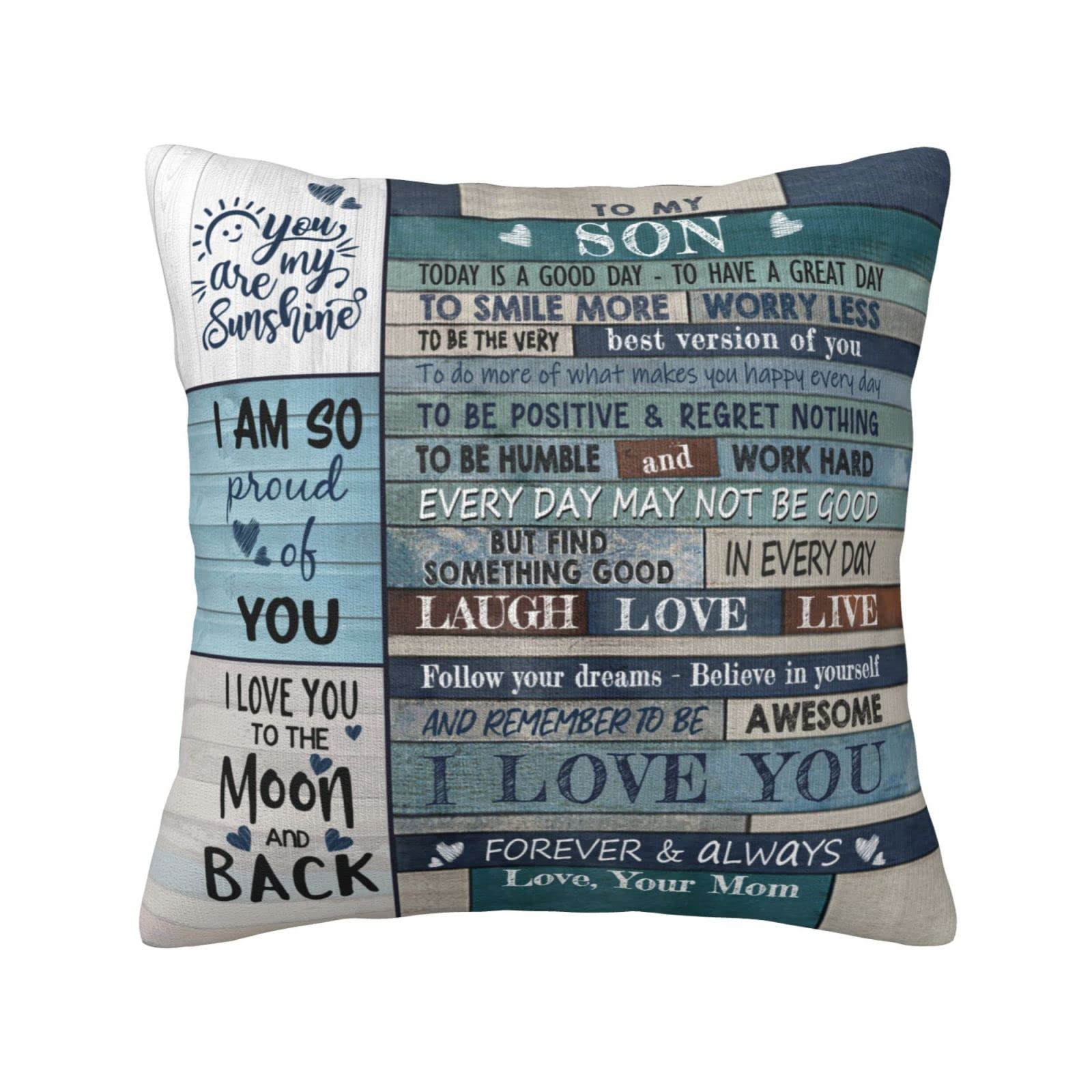 SkizbcwSon Gifts from Mom,Valentines Day Gifts for Son, Grown Son Gifts, Son Birthday Gifts from Mom, Gifts for Adult Son, Mom to Son Gifts, to My Son Throw Pillow Covers 18 x 18 inch